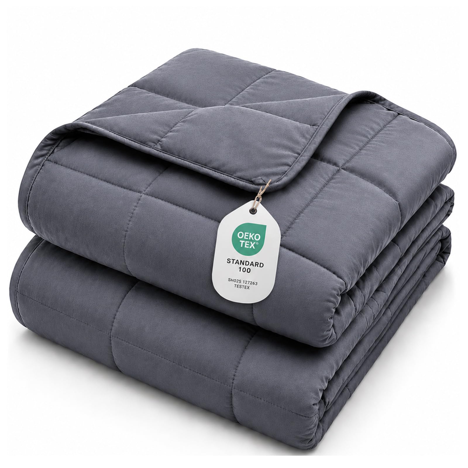 L'AGRATY Weighted Blanket (Dark Grey, 48x72in, 15 lbs, Twin/Full)