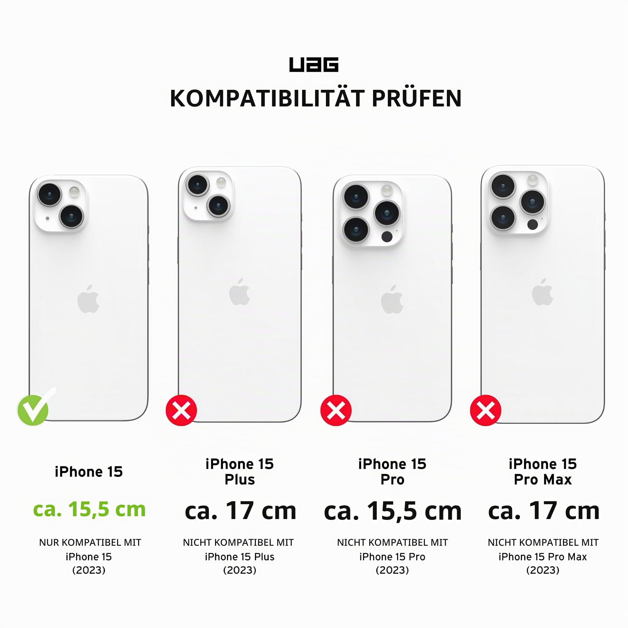 URBAN ARMOR GEAR UAG Schutzhülle kompatibel mit iPhone 15, 15,5 cm (6,1 Zoll), Pathfinder, transparent, aschfarben/schwarz, eingebauter Magnet, kompatibel mit MagSafe-Ladegerät, robuste, transparente