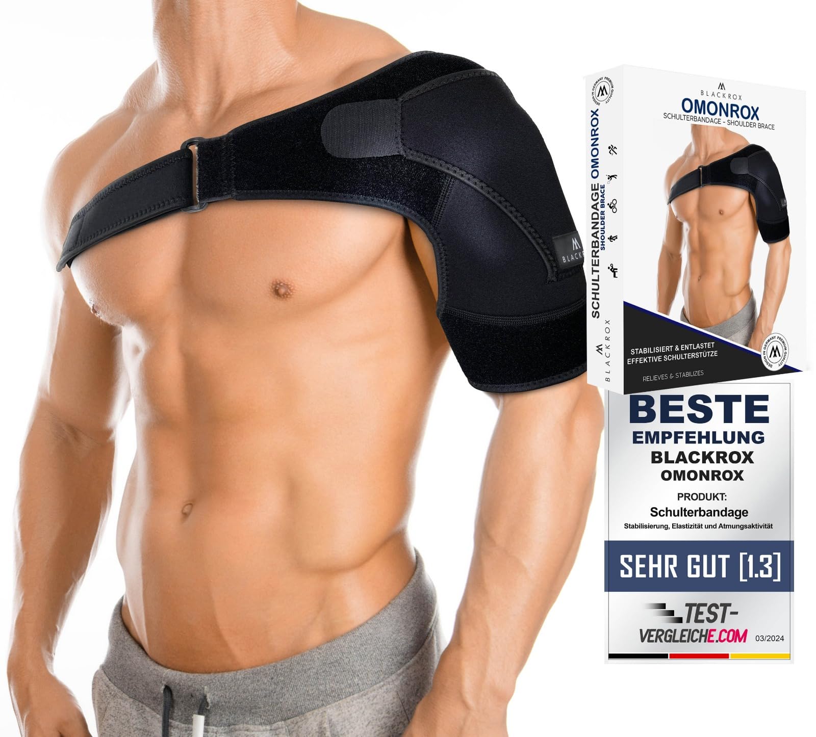 BLACKROX OMONROX - Bandolera para hombre y mujer, ajustable, para deporte, fitness y uso diario, talla única, color negro