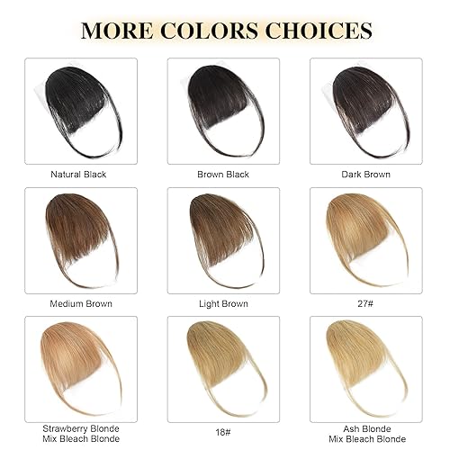 Miniatura 6 de BOGSEA Flequillo con clip de cabello humano real, clip de cabello con sienes, extensión de cabello con flequillo para mujeres de aspecto natural