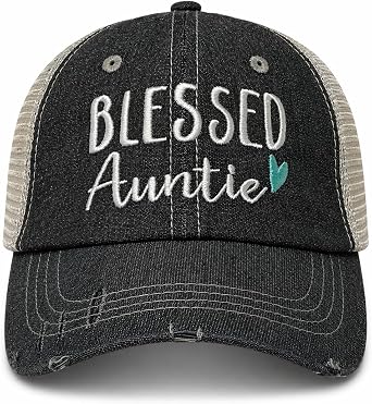 Cocomo Soul Womens Blessed Auntie Hat | Aunt Hat |Aunt Gift Regular Ponytail Opening Dark Grey