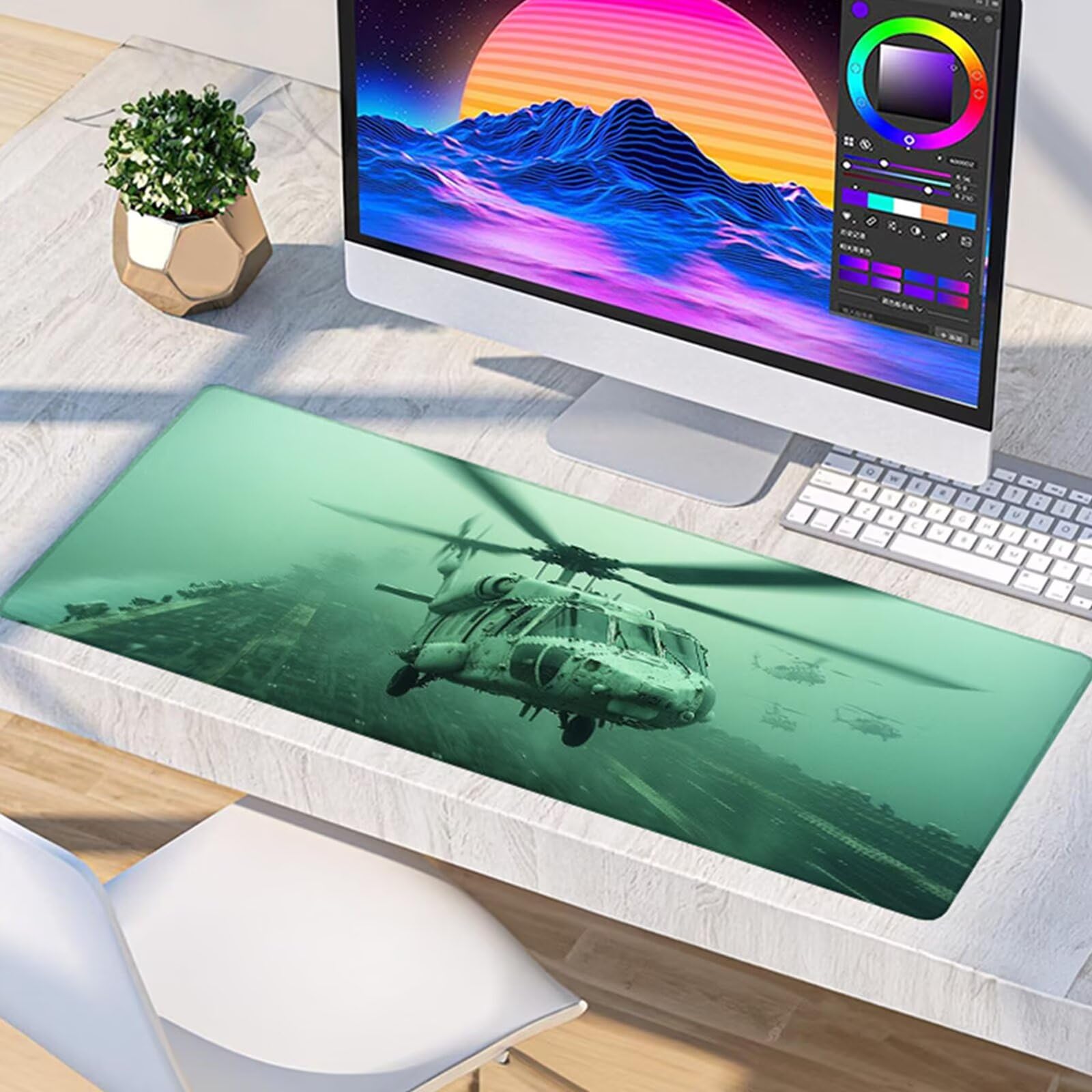 Tappetino Mouse Aereo, Tappetino Mouse XXL 1500x800x3mm, Mousepad Gaming Accessori Scrivania, Sottomano Scrivania con Base in Gomma Antiscivolo, Ufficio Accessori, per Ufficio, Gaming, Verde 5-2941