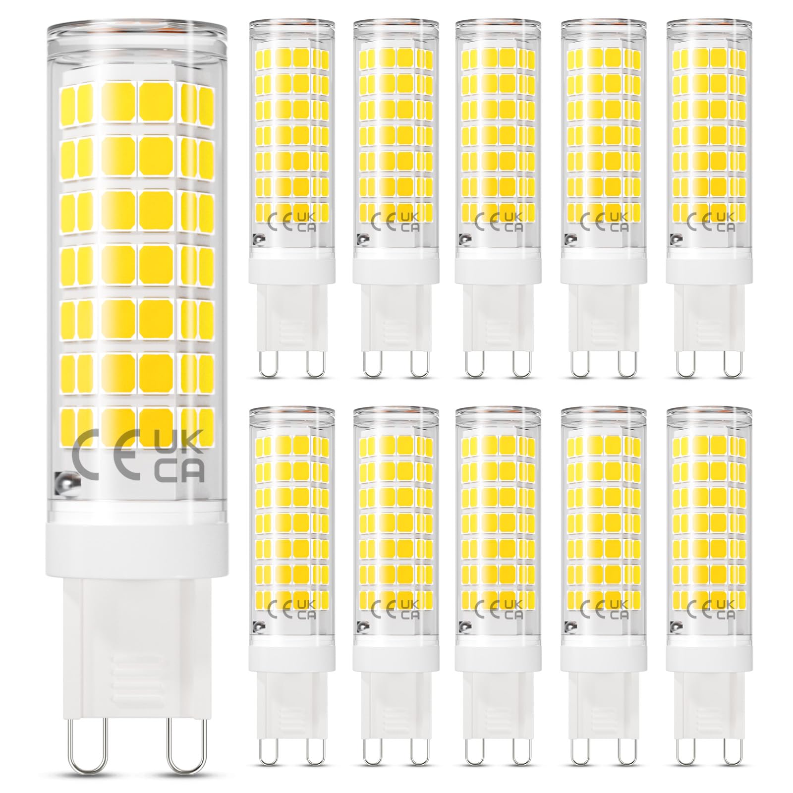 DiCUNO G9 LED Bulbs Dimmable, Equivalent to 40W Halogen, Cool White 6000K, 500LM, 4W, Ceramic G9 LED Light Bulbs for Crystal Chandelier, Home Lighting 10-Pack