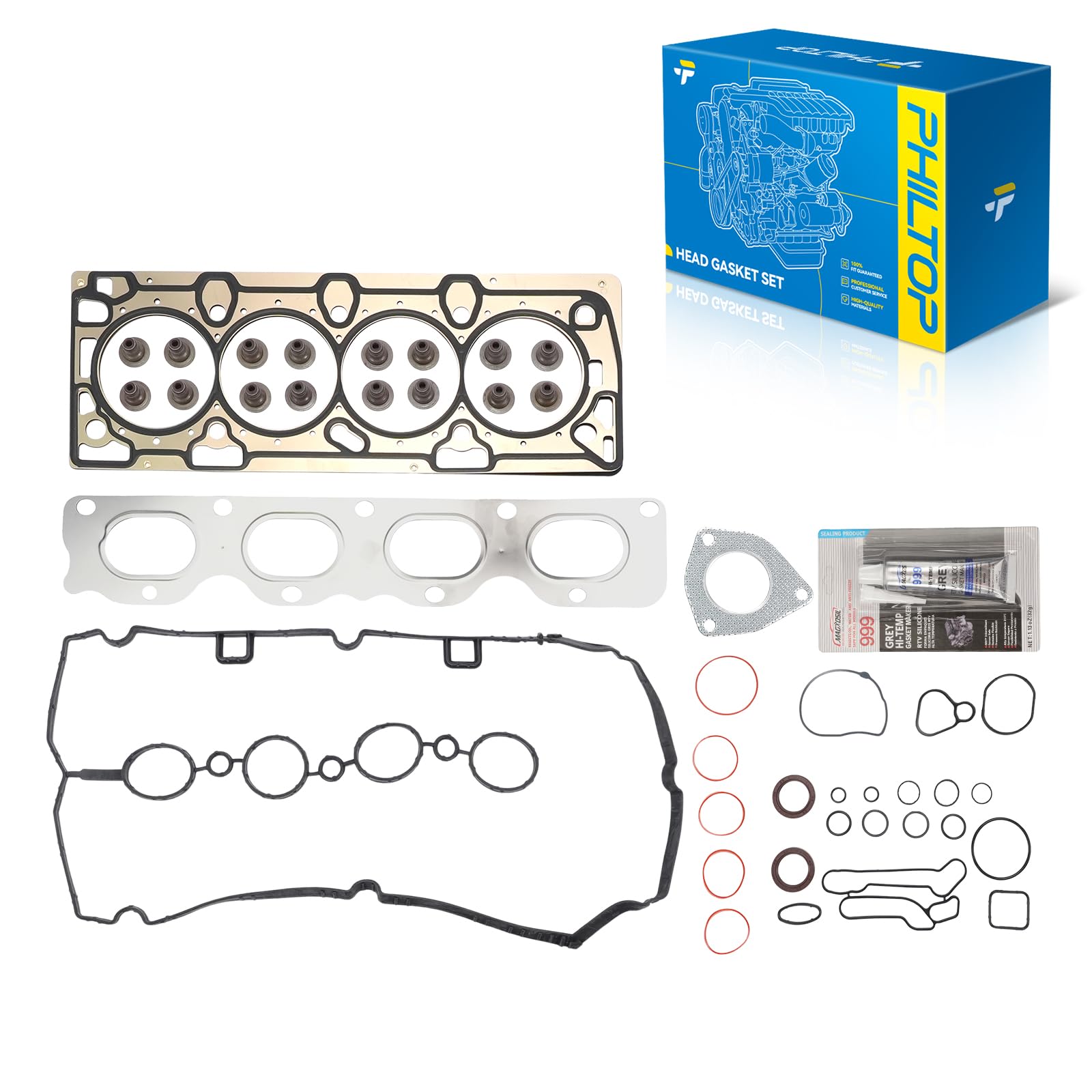 PHILTOP Head Gasket Kit for Cruze 2011-2014 1.8L, Sonic 2012-2014 1.8L | For Chevy Aveo 2009-2011 1.6L, Aveo5 2009-2011 1.6L, Saturn Astra 2008 1.8L, Pontiac G3 2009-2010 1.6L OE# HS26516PT