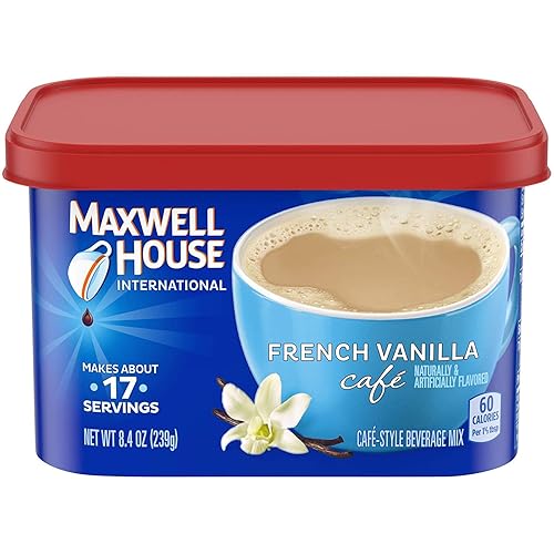 Vista 37 de Maxwell House International - Mezcla de café instantáneo de vainilla y caramelo con un estilo de cafetería (recipiente de 8.7 onzas)