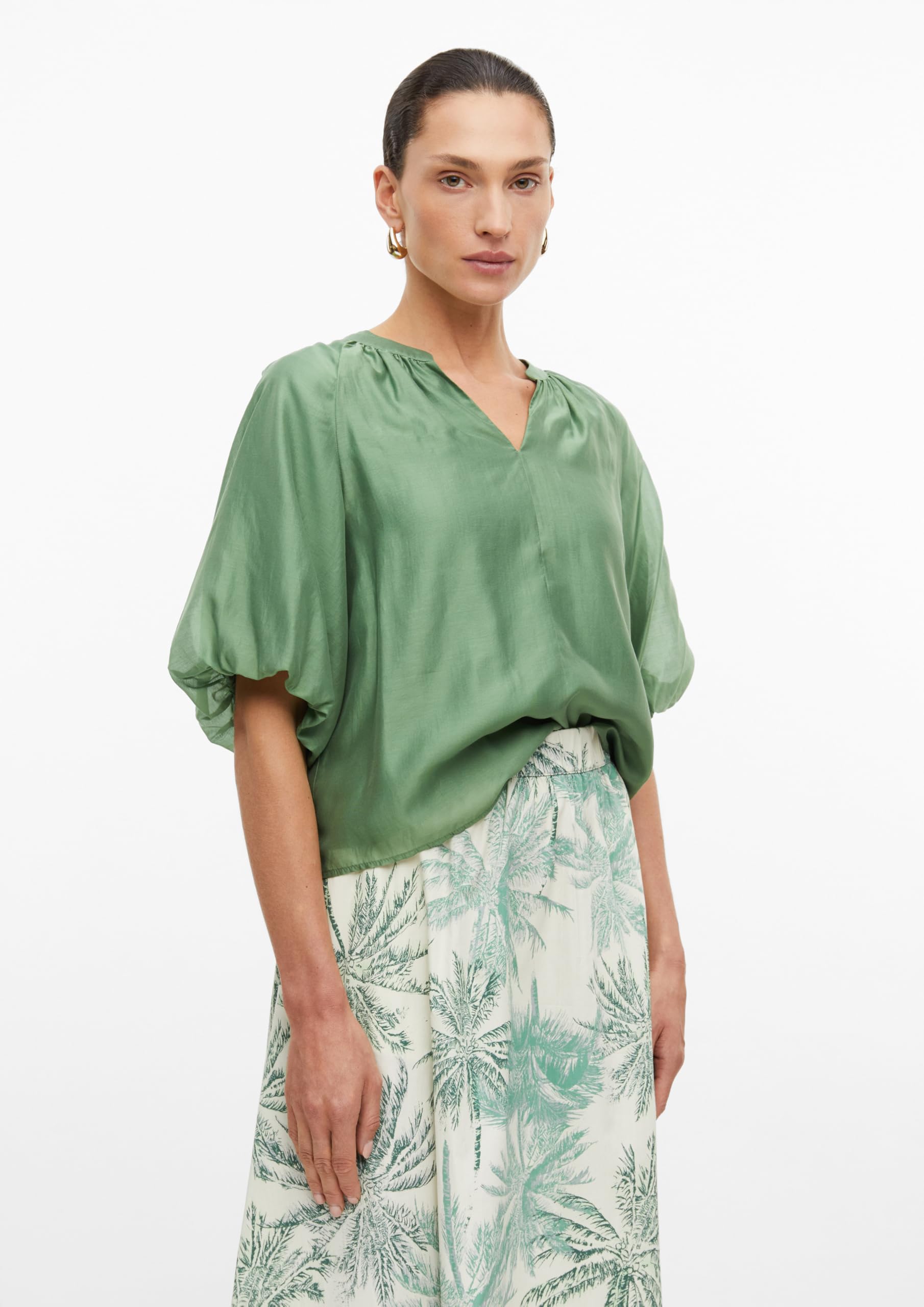 s.Oliver Viskosemix-Bluse im Loose Fit mit Puffärmeln