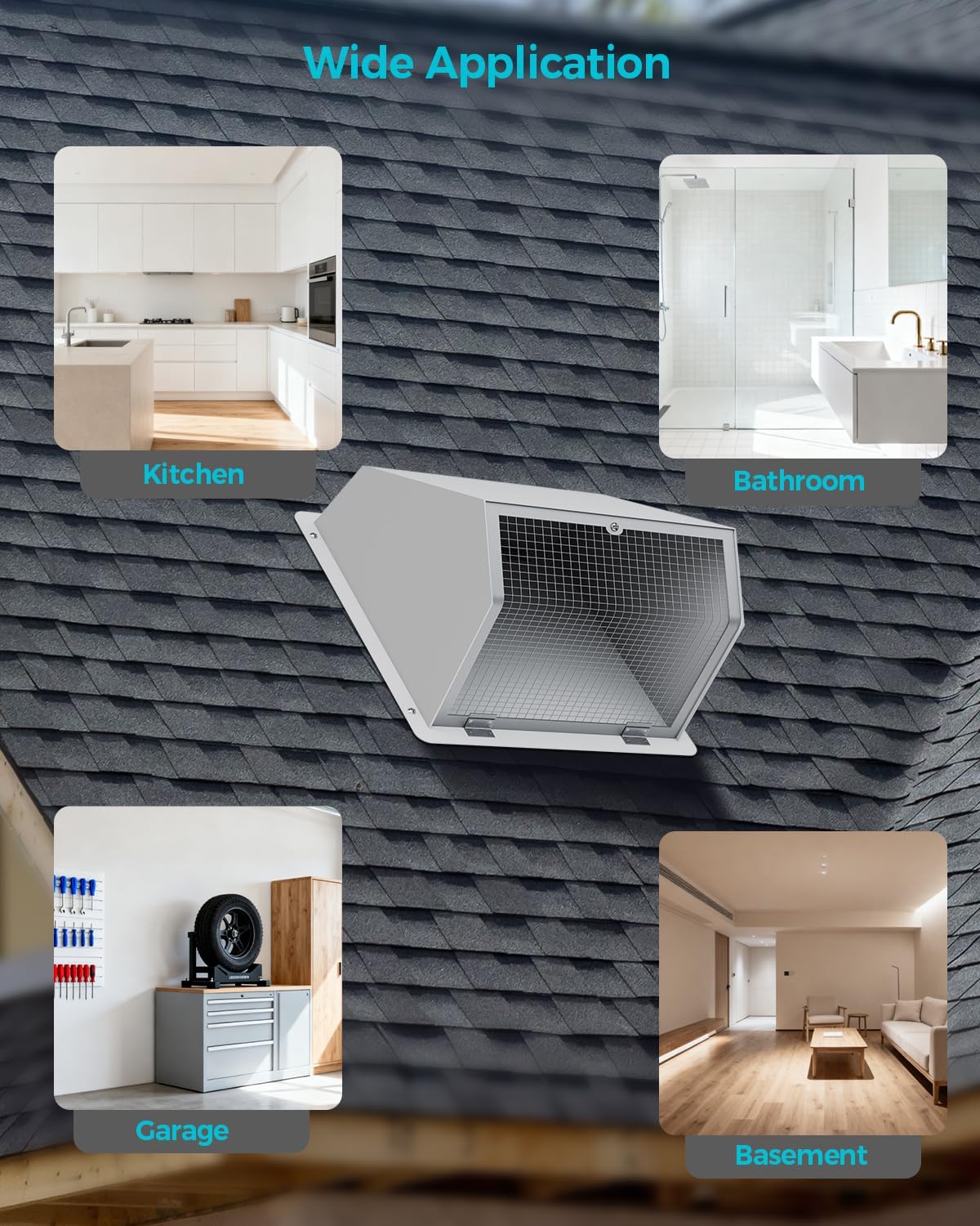 8 Inch Hooded Wall Vent Cover with Screen & Damper Exhaust Vent Cover Cap for Outdoor Kitchen Dryer Vent Cover Wall Mount Extractor for House Air Exhaust