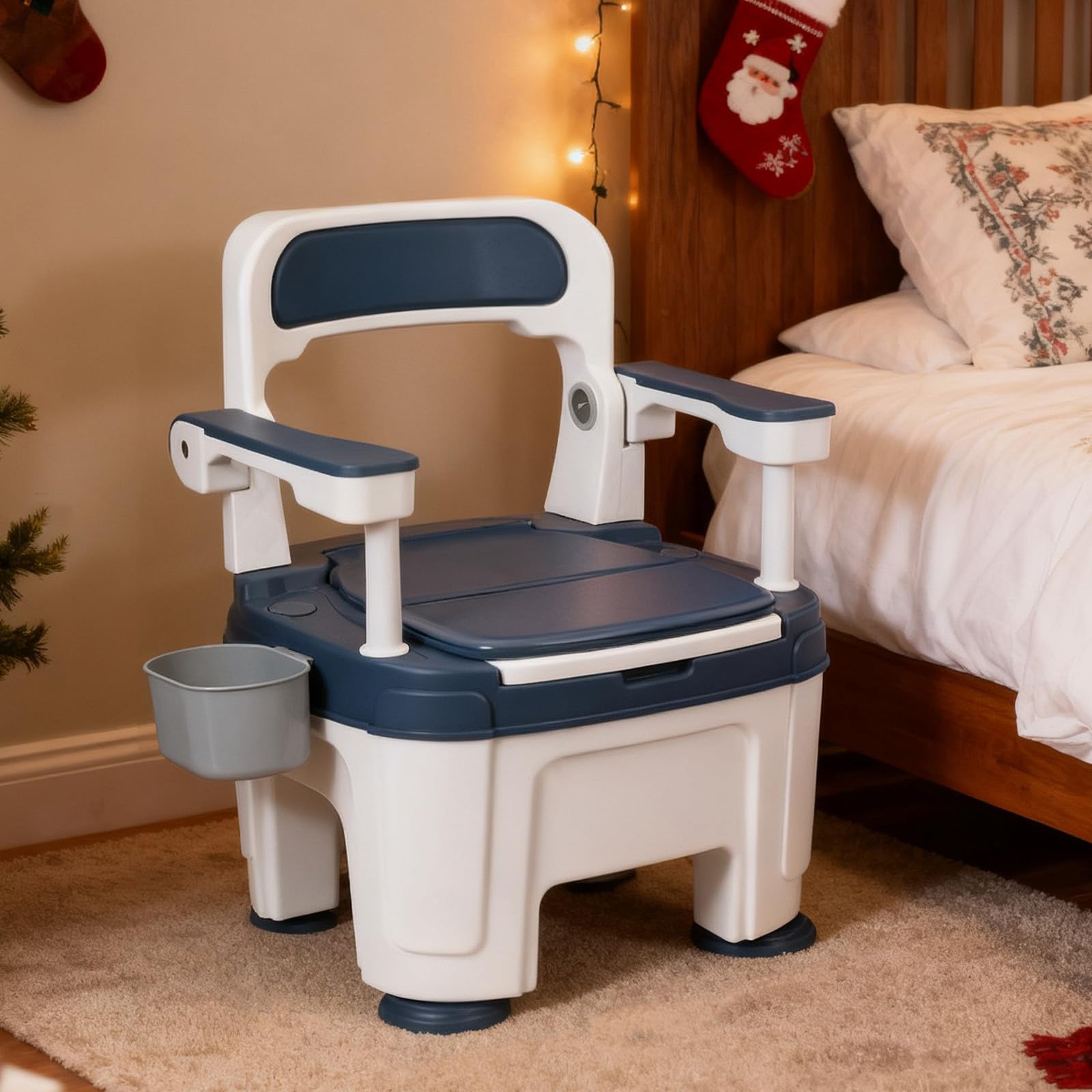 Bedside Commode, Adult Portable Commode Toilet 882lbs Capacity, Chair Seat with Adjustable Handles, Height Adjustable Mobile Portable Toilet, Seniors
