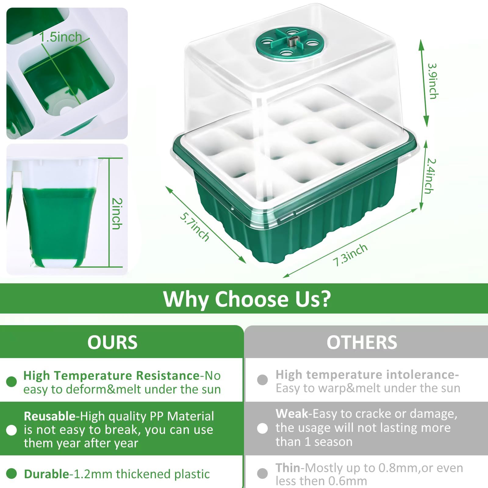 MIXC 10 Packs Seed Starter Tray Seed Starter Kit With Humidity Dome (120 Cells Total Tray) Seed Starting Trays Plant Starter Kit And Base Mini Greenhouse Germination Kit For Seeds Growing Starting - View #10