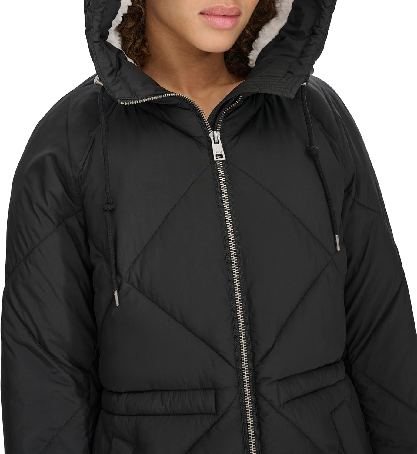 Levi's Women's Soft Sherpa Lined Diamond Quilted Long Parka Jacket (Standard & Plus Sizes) - Image 4