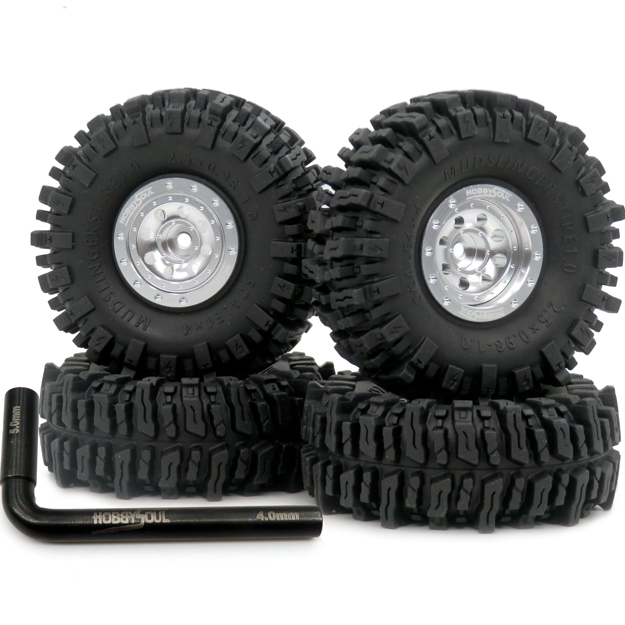 Snapklik.com : RC 64mm Tall 1.0 Mud Slingers Tires & Metal 1.0 Wheels ...
