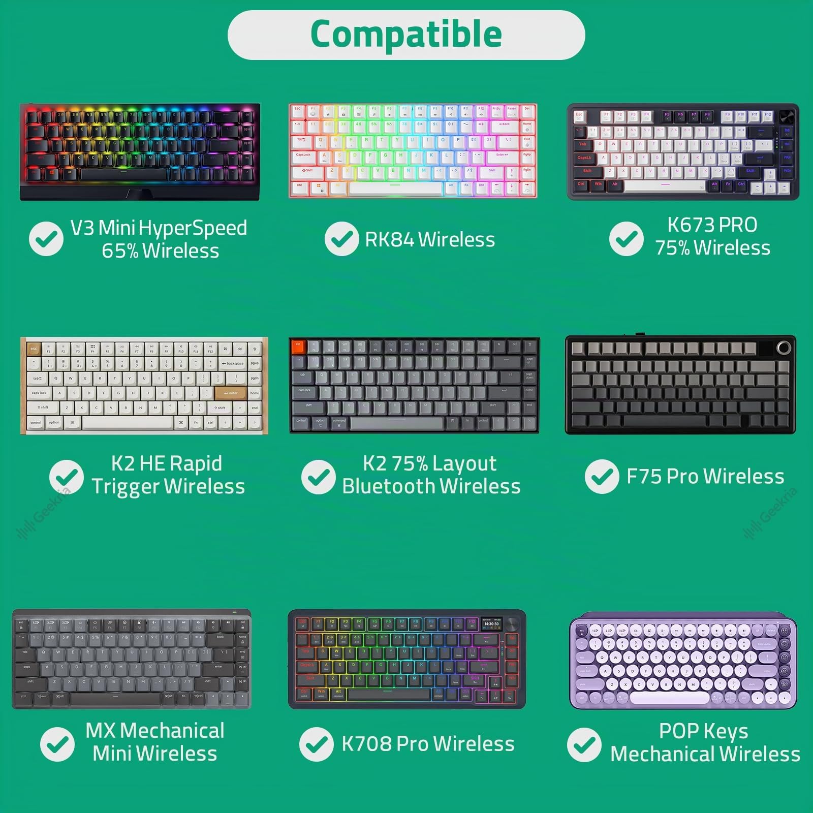 GEEKRIA Étui de Clavier, Compatible avec Logitech Pop Keys sans Fil, Coque Rigide de Transport pour Clavier mécanique Compact 84 Touches