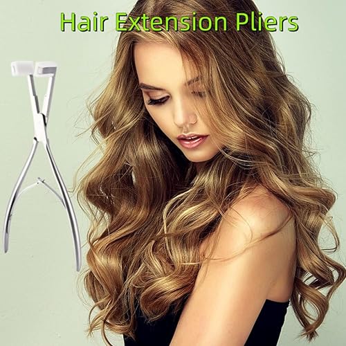Miniatura 5 de Alicates de extensiones de cabello con cinta adhesiva de acero inoxidable plateado, superficie plana, herramientas de extensión de cabello para