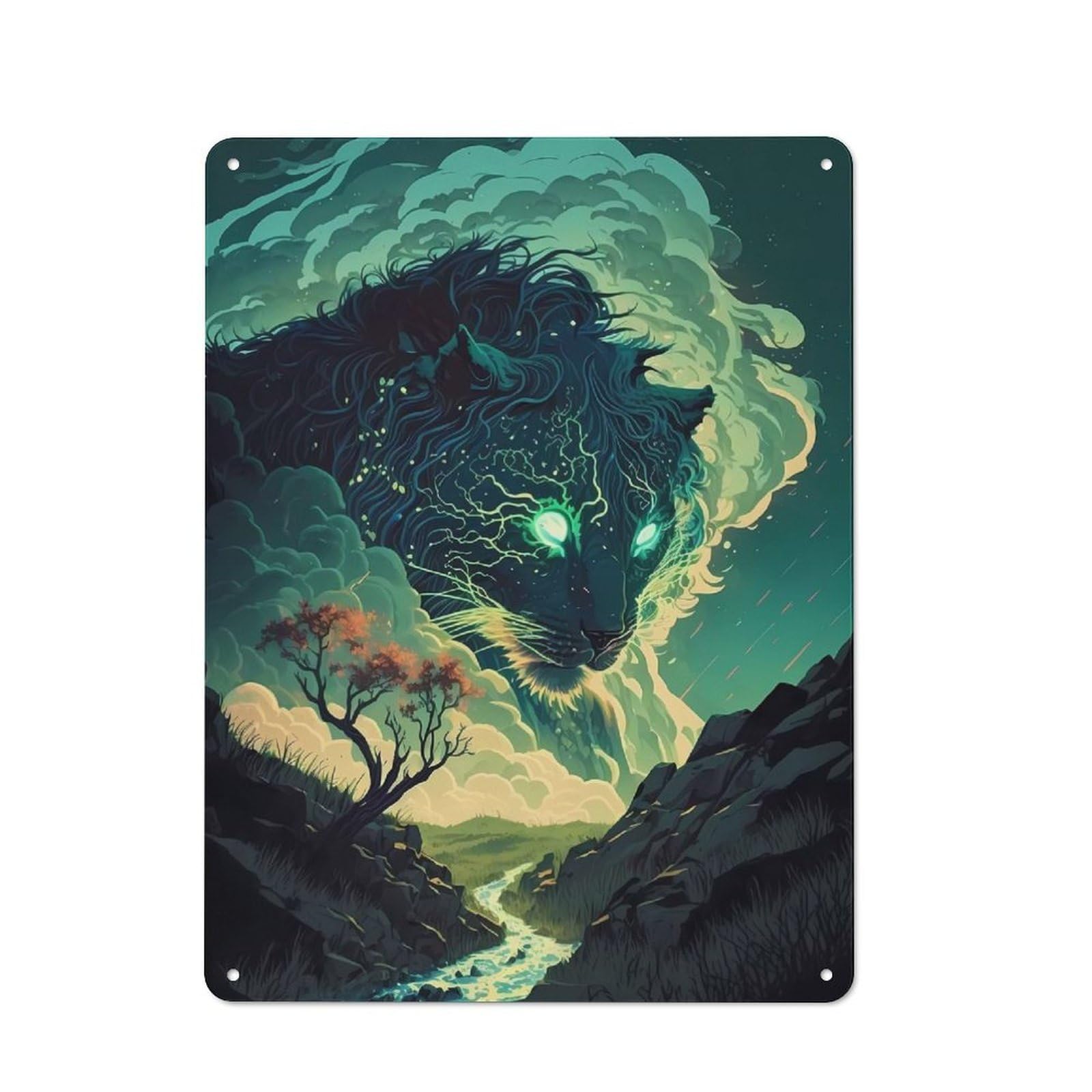 Junmoney Lion Tin Wall Plaque 40X30cm With For Hobby Room Or Studio, For Metal Sign Collectors, For Kitchen And Home Bar Decor