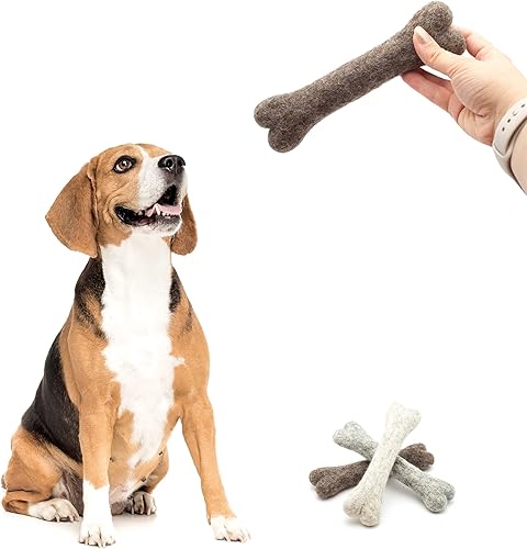 Miniatura 4 de Glaciart One Hueso masticable de lana de fieltro para perros (3 piezas)  Duradero para masticar cachorros para dentición y limpieza de dientes de