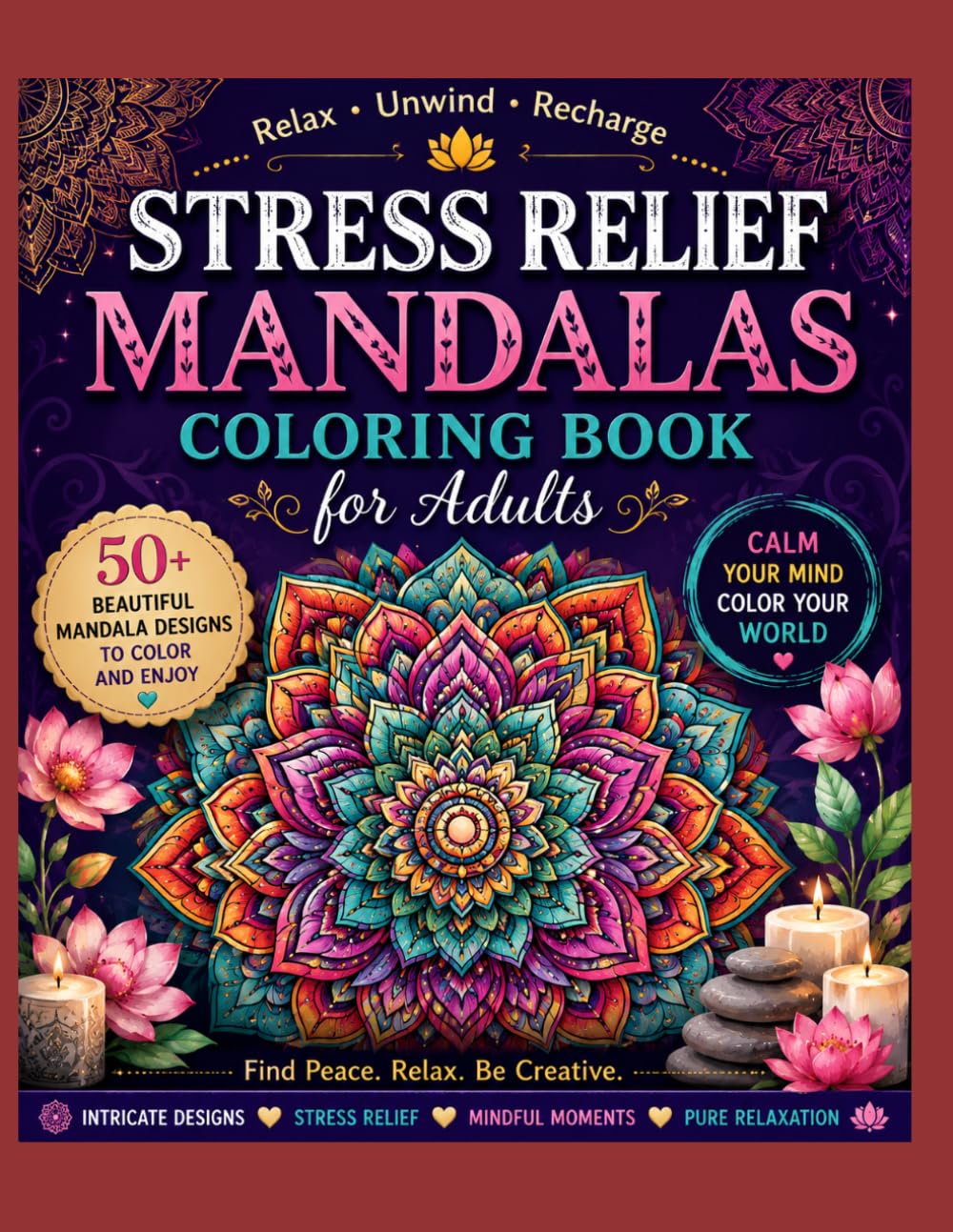 Stress Relief Mandalas Unique Coloring Book for Adults