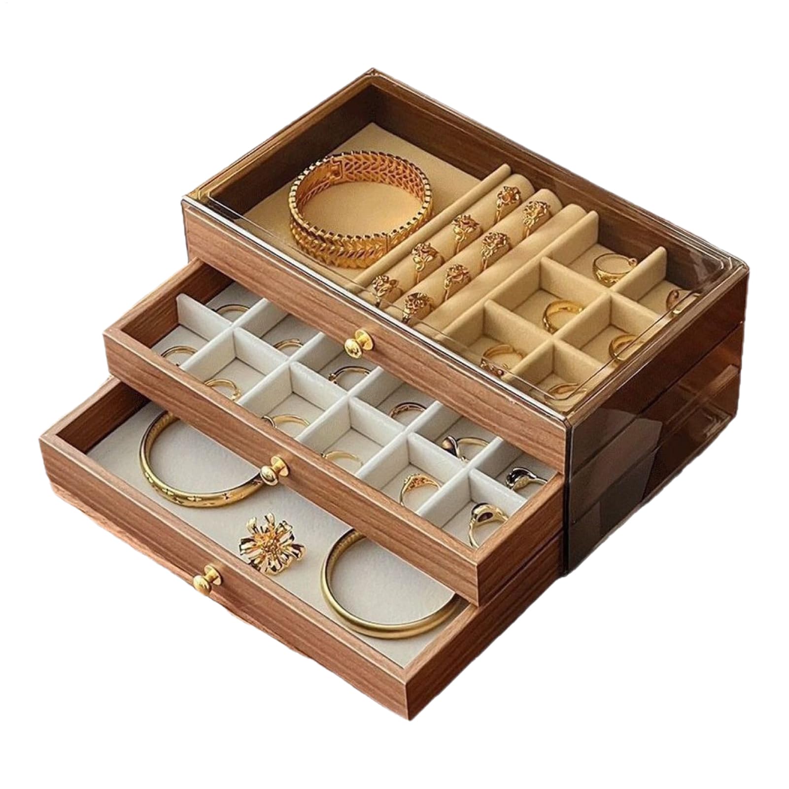 Coffret à bijoux multi-couches Teksome - Rangement sécurisé à clé pour femmes et filles