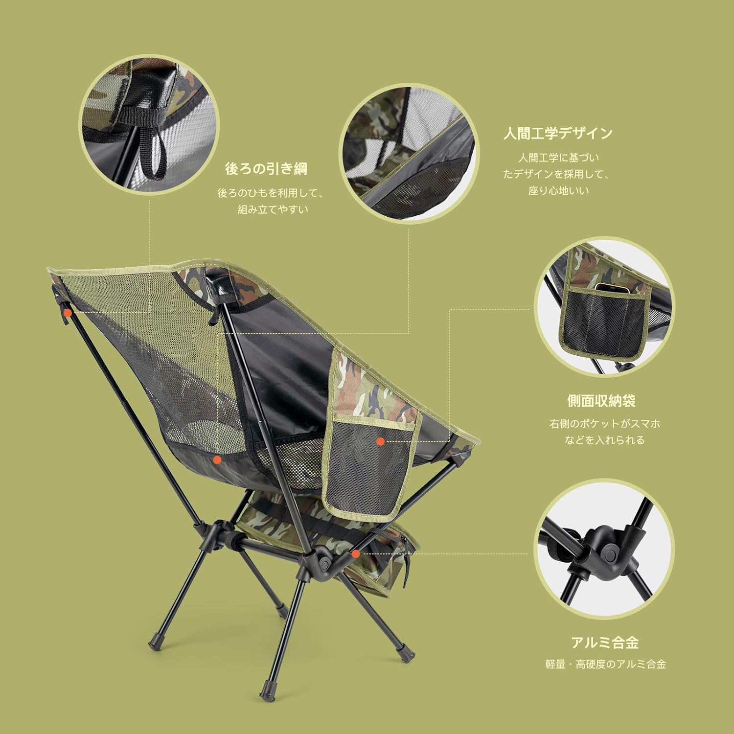 Amazon Rolife アウトドア チェア バンドック チェア ハイランダー チェア キャンプ ローチェア キャンプ いす カーミットチェア アウトドア 椅子 キャプテンスタッグ ローチェア ｷｬﾝﾌﾟ用品 折り畳み 椅子 おりたたみいす 軽量 コンパクト 迷彩 Rolife チェア