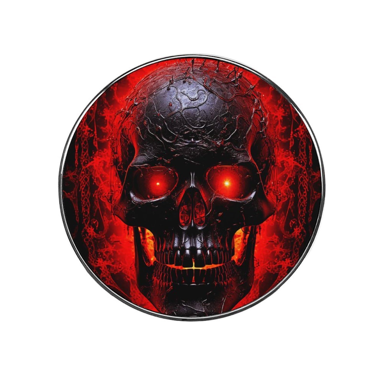 Refrigerator Magnet Black and Red Skull Printing Fridge Magnet Alloy Material,Fun Personalized Refrigerator Sticker Round Decorative Magnet for Whiteboard Kitchen Locker
