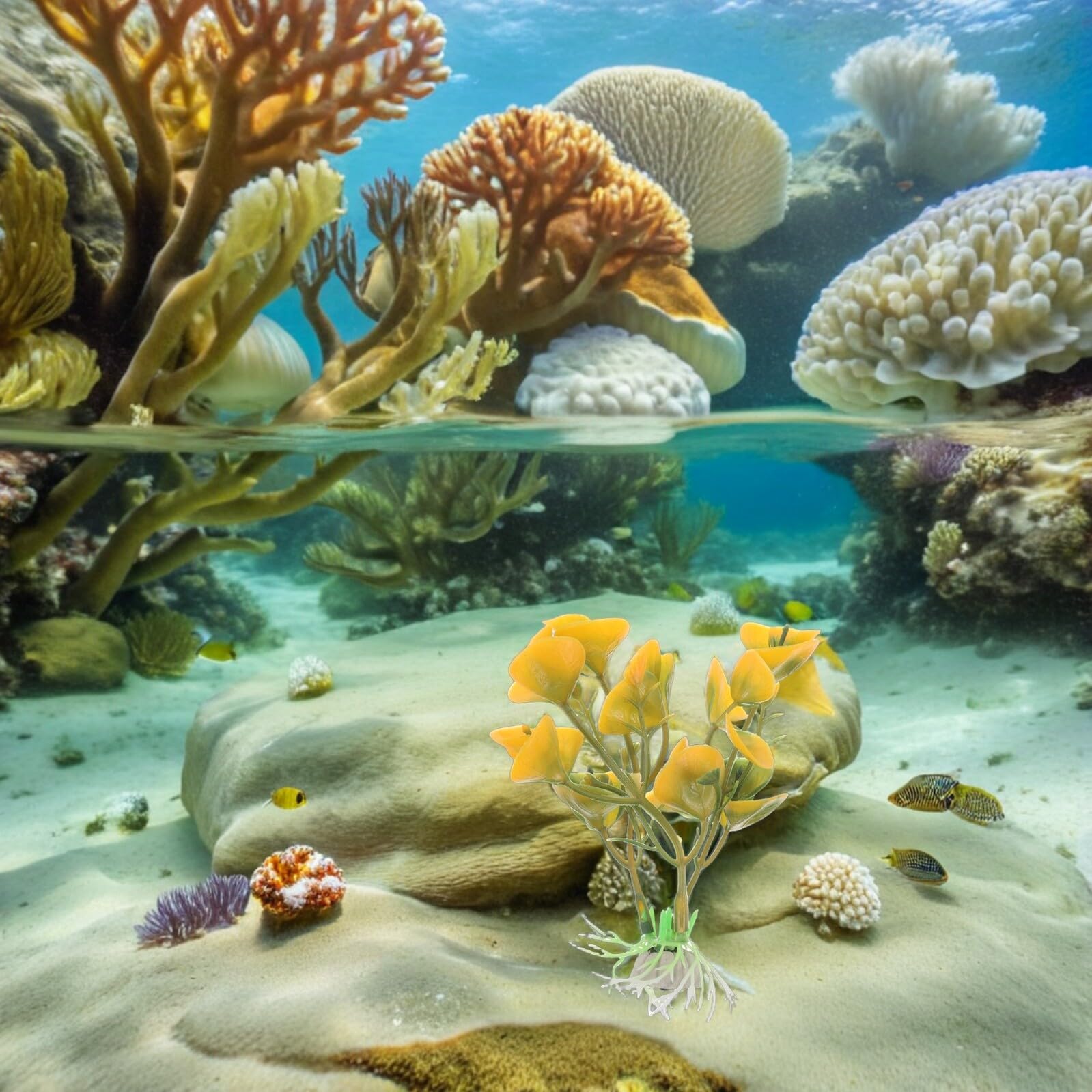 SEWACC Künstliche Aquarienpflanzen aus Kunststoff 50 Stück Realistische Wasserpflanzen Simulation für Süßwasser und Tisch Aquarien Langlebige Aquarium Dekoration