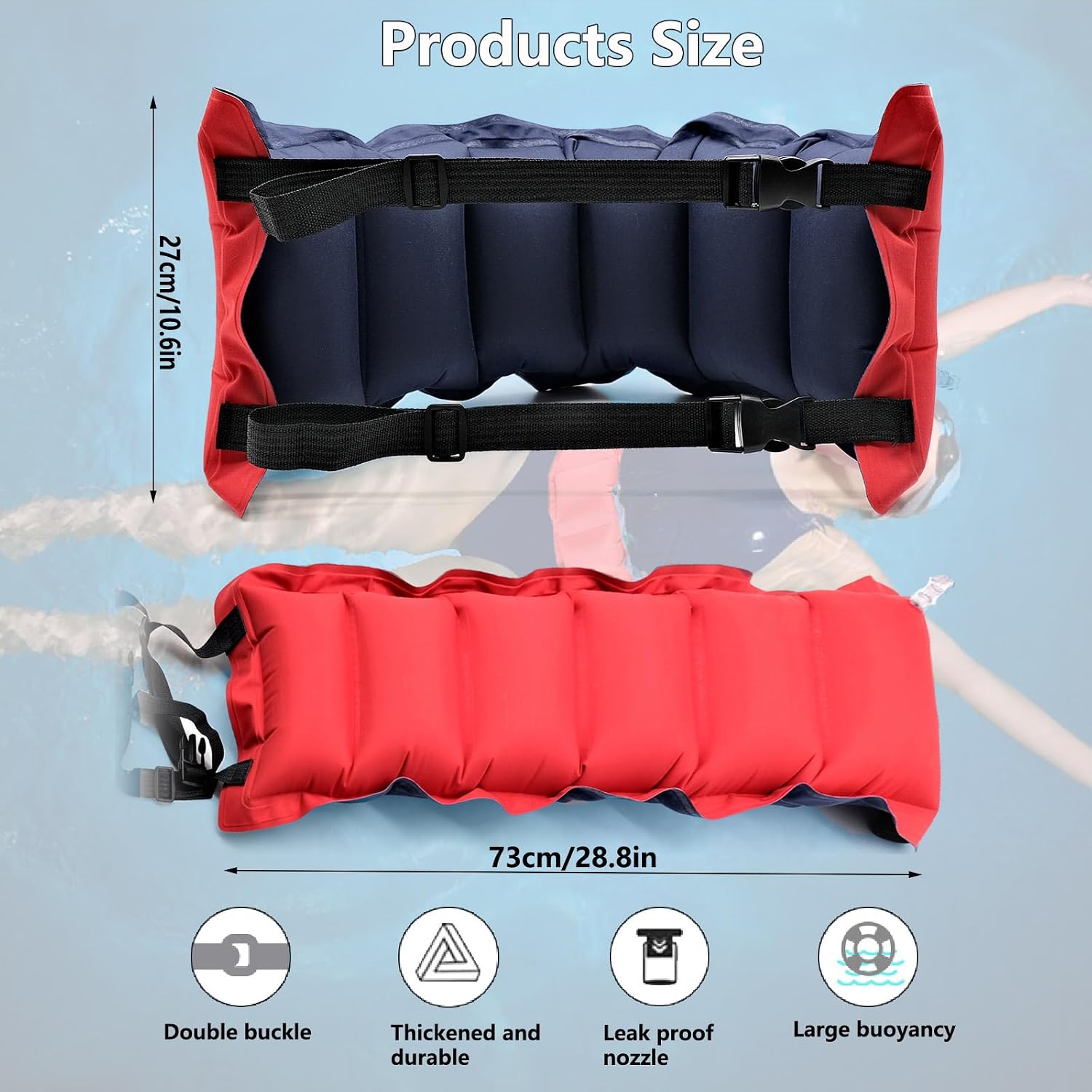 Inflatable Swim Belt, Waist Floatation Belt, Portable Swimming Belt with Adjustable Strap Pool Floating Belt Exercise Swimming Training Aid for Adults