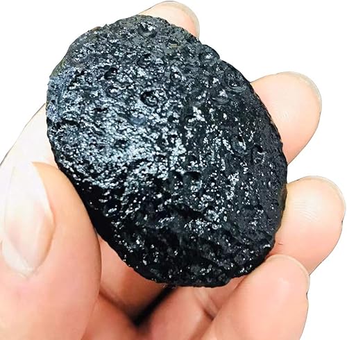 Miniatura 1 de 1 pieza de piedra natural cruda de meteorito de cuarzo ovalado piedra negra áspera para la venta