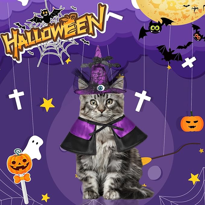 Disfraz de Mago Halloween para Perros y Gatos Pequeños QKURT miniatura 6