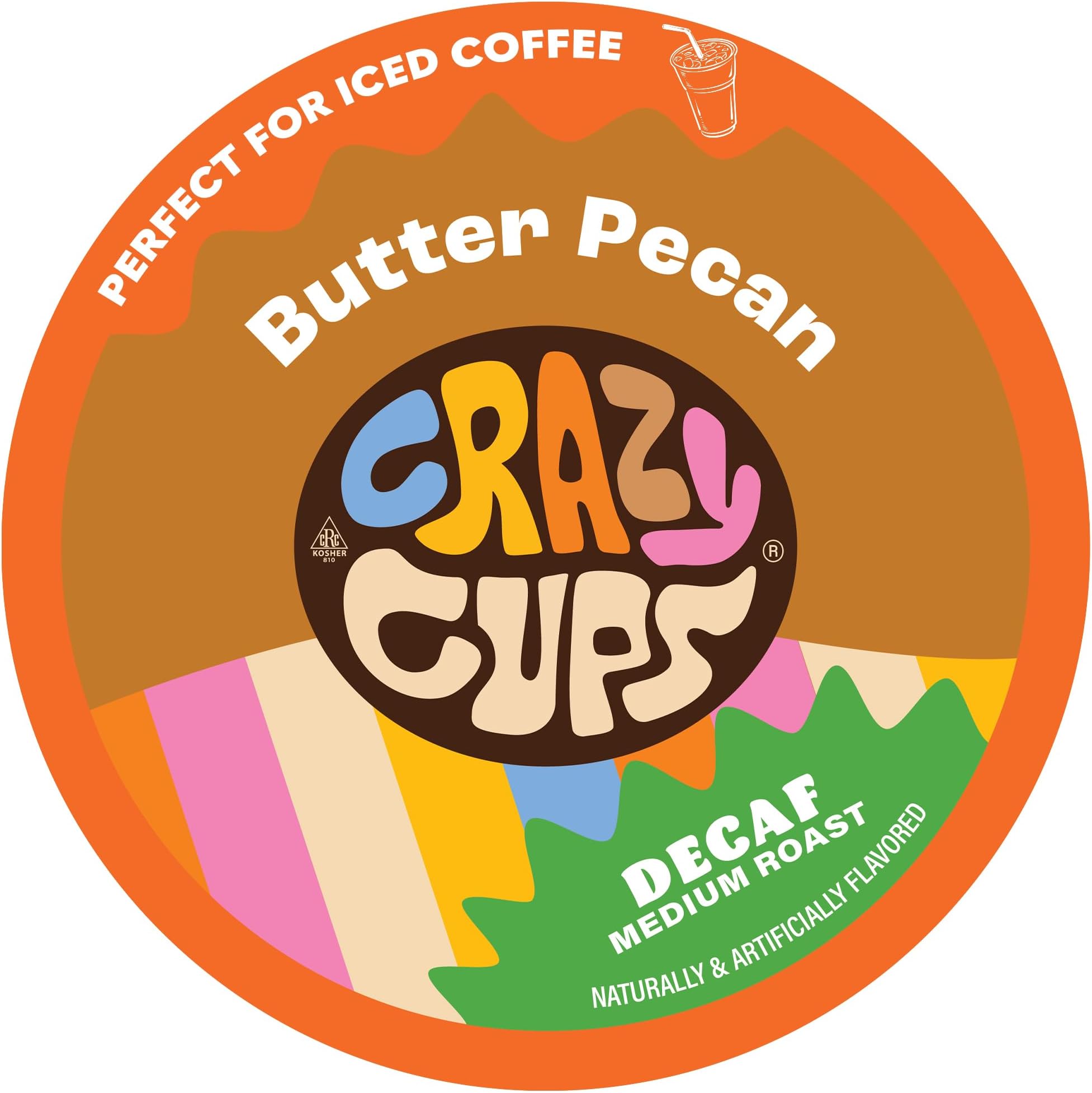 Crazy Cups Flavored Decaf Coffee Pods, Decaf Butter Pecan Coffee, Decaf K Cups for Keurig K Cups Machines, Hot or Iced Coffee, Single Serve Decaffeinated Coffee in Recyclable Pods, 22 Count