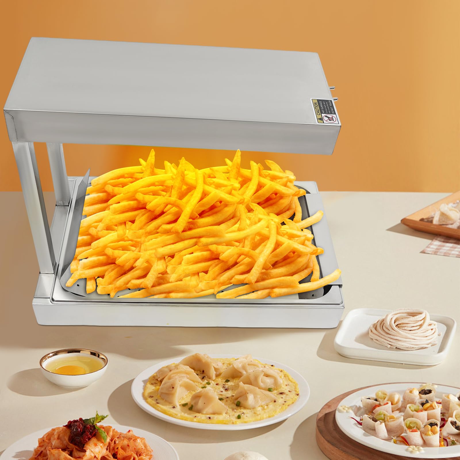 Scaldapatatine fritte, 750 W, scaldapatatine fritte, riscaldatore patatine fritte, dispositivo di manutenzione professionale per patatine fritte, con illuminazione, per