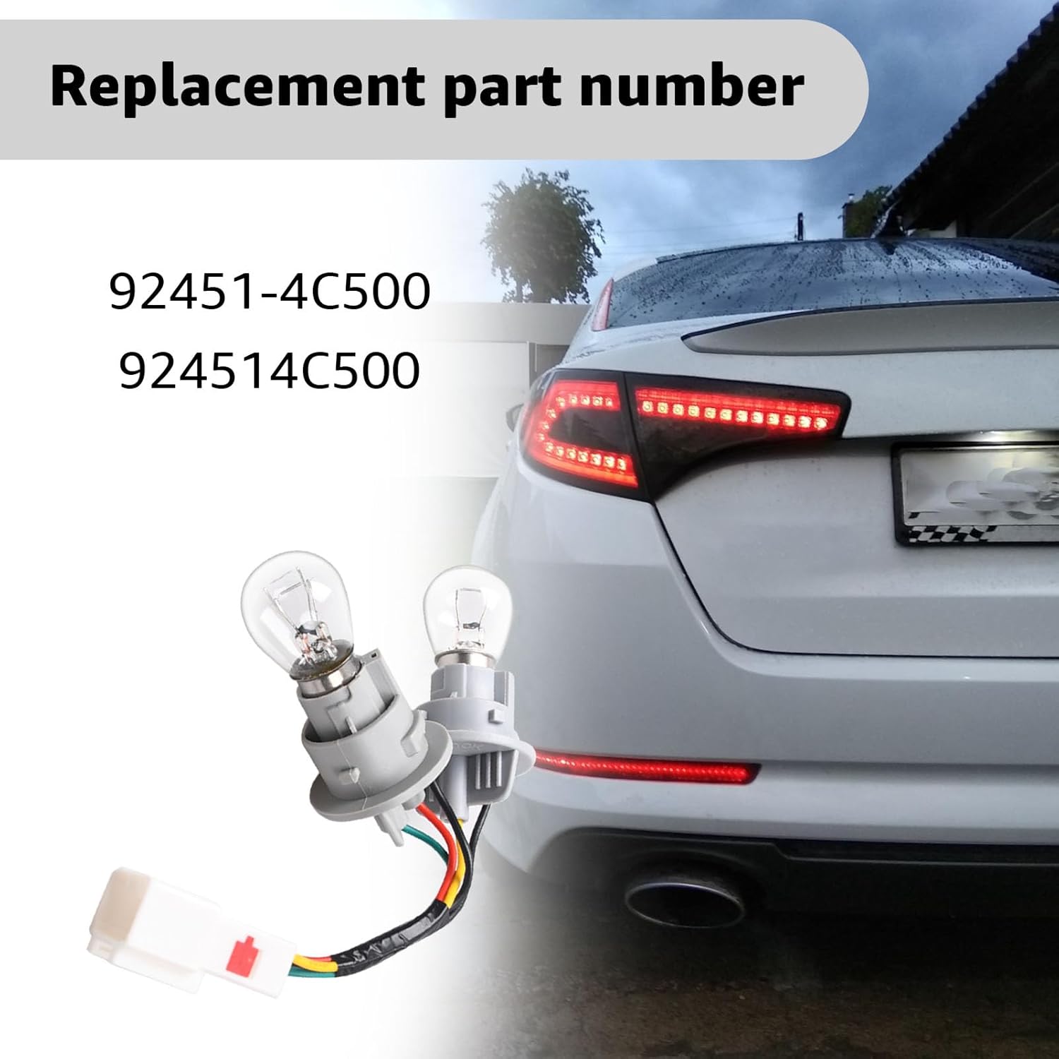 92451-4C500 924514C500 Rear Tail Light Bulb Socket with Wire Harness Compatible with Kia Optima 2014 2015