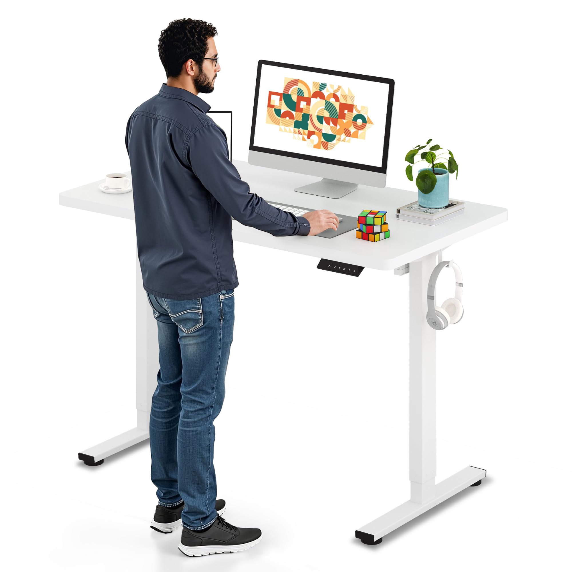 SANODESK One-Piece Electric Height Adjustable Standing Desk 40''x 24''