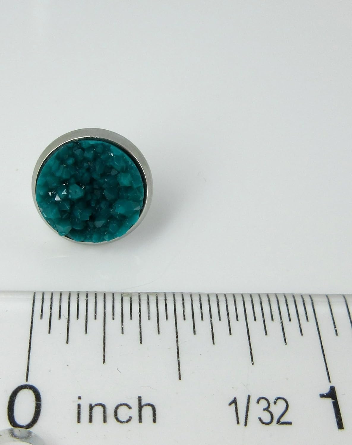 Silver-tone Faux Druzy Stone Stud Earrings 10mm - Image 5