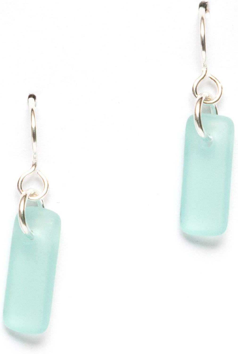 Murmur Sea Glass Earrings - Sterling French Wire Beach Glass Earrings for Women by EcoSeaCo, using sustainable, recycled and repurposed material. Handmade Jewelry in the USA