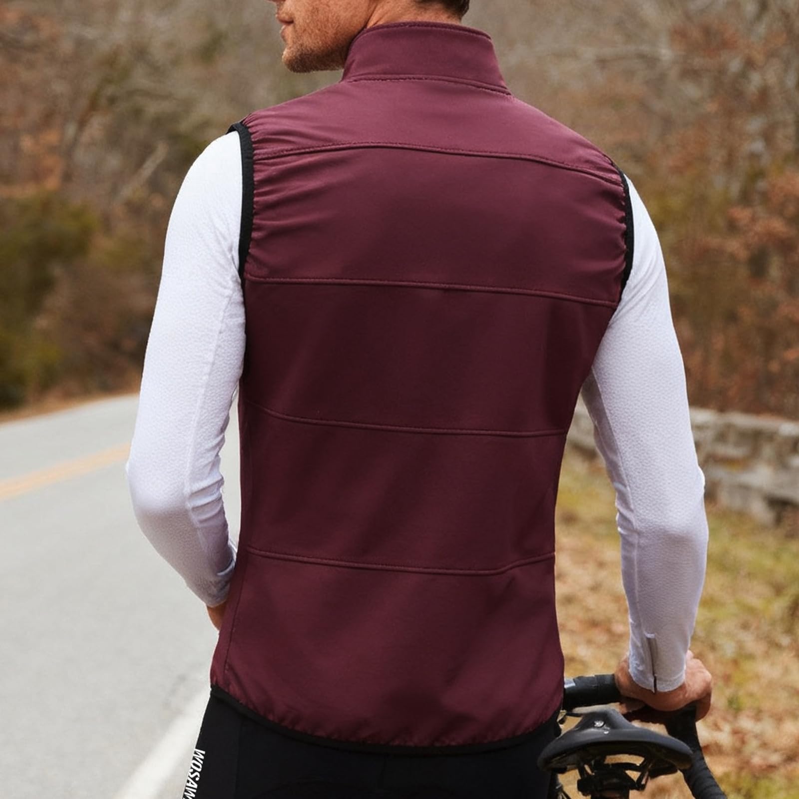 WOSAWE Homme Gilet de Cyclisme Coupe-Vent Softshell Thermique Respirant Veste de Vélo sans Manches pour Automne Hiver