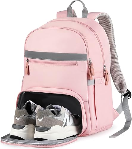 MoKo Mochila de gimnasio con compartimento para zapatos, mochila para laptop de 15.6 pulgadas, elegante mochila de viaje resistente al agua, mochila
