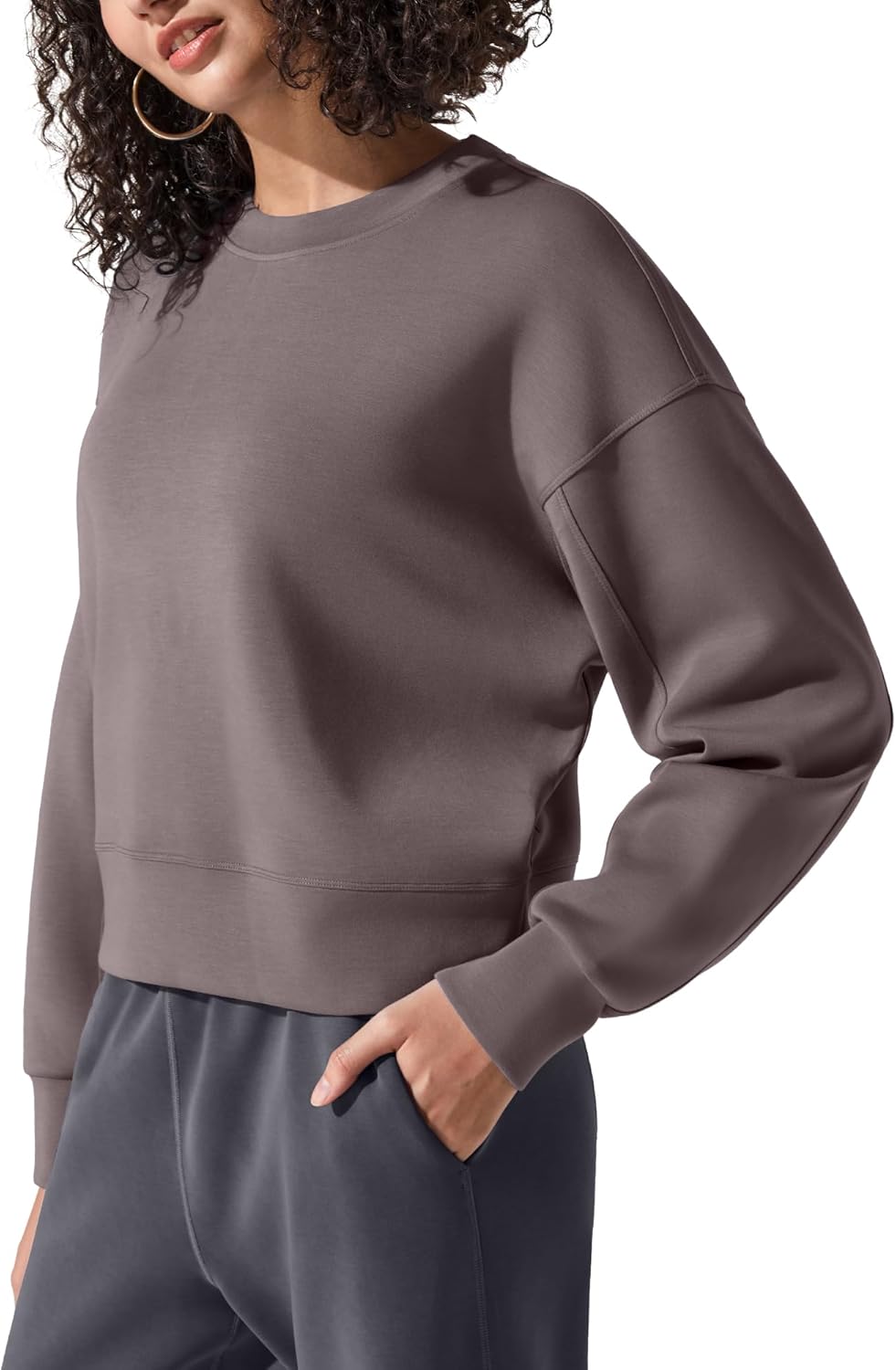 G4Free Women's Long Sleeve Crew Neck Pullover Sweatshirts Loose Fit Casual Plain Tops Junior Fall Winter Clothes (Tapue,XXL) - Image 3