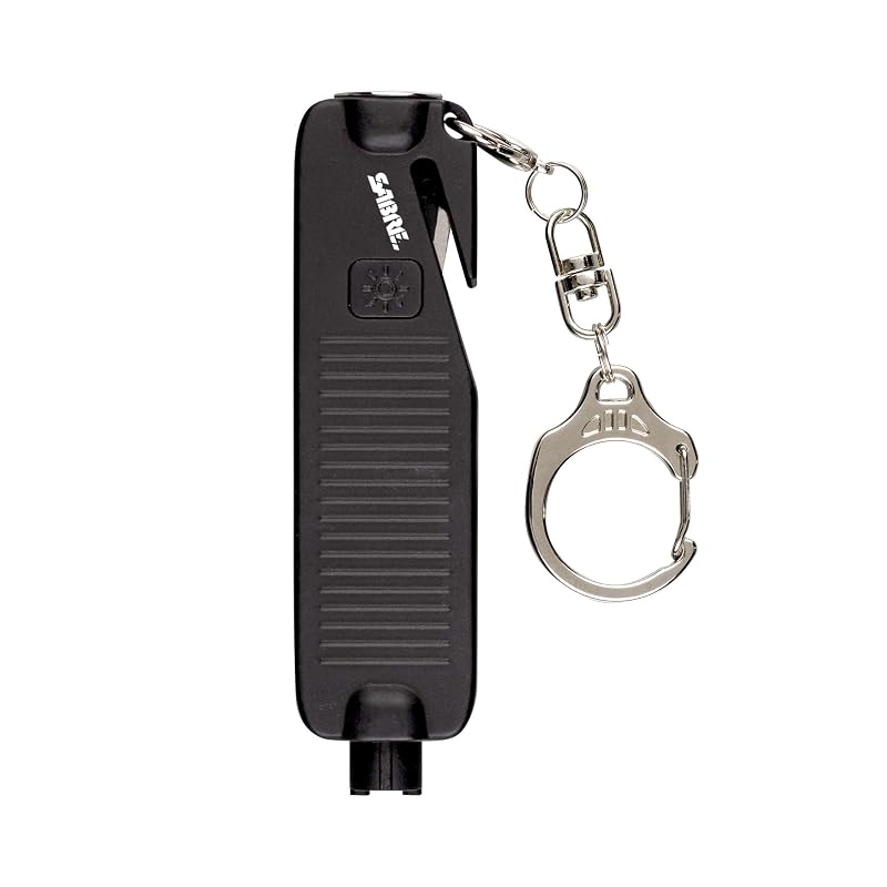 Ferramenta de Emergência Automotiva SABRE Safe Escape 3 em 1 com Quebrador de Vidro, Cortador de Cinto e Lanterna LED Preta