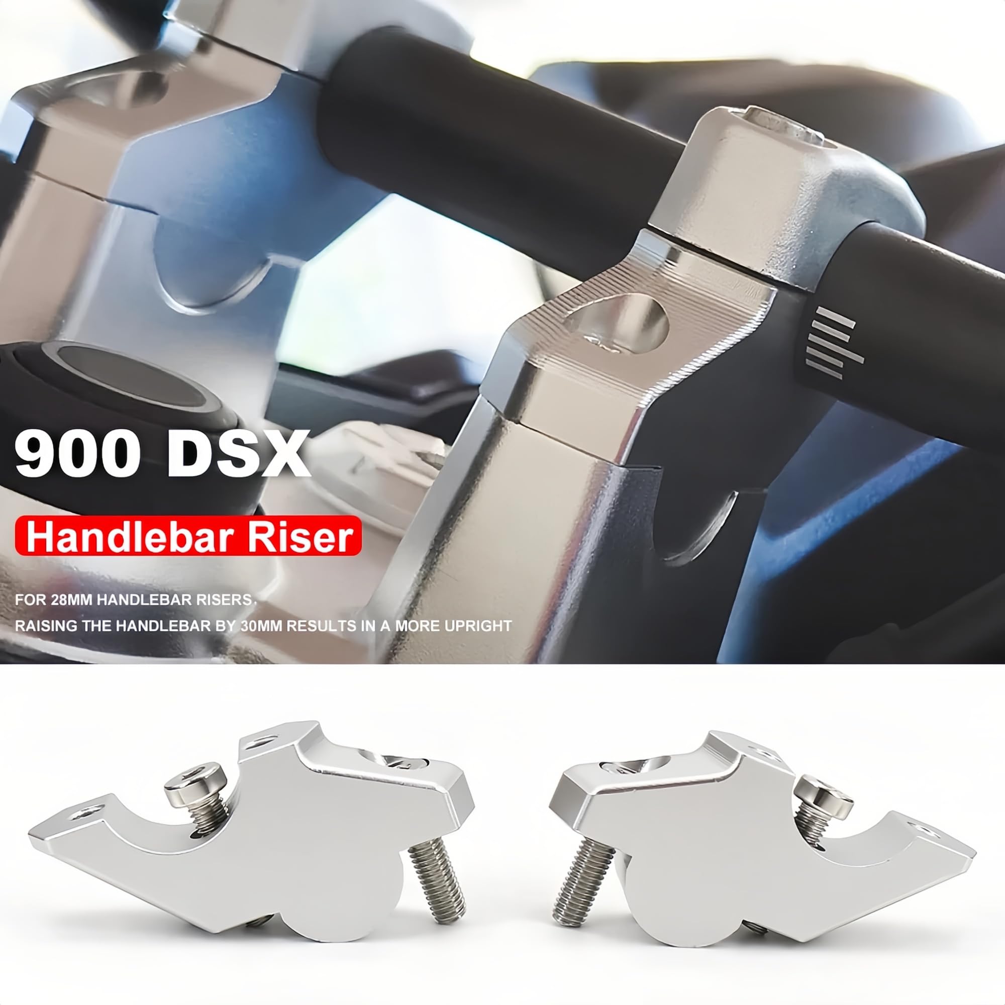Para Voge 900 DSX Montaje de Barra de Manillar Elevad Bar Abrazadera Plateada Accesorios para Moto