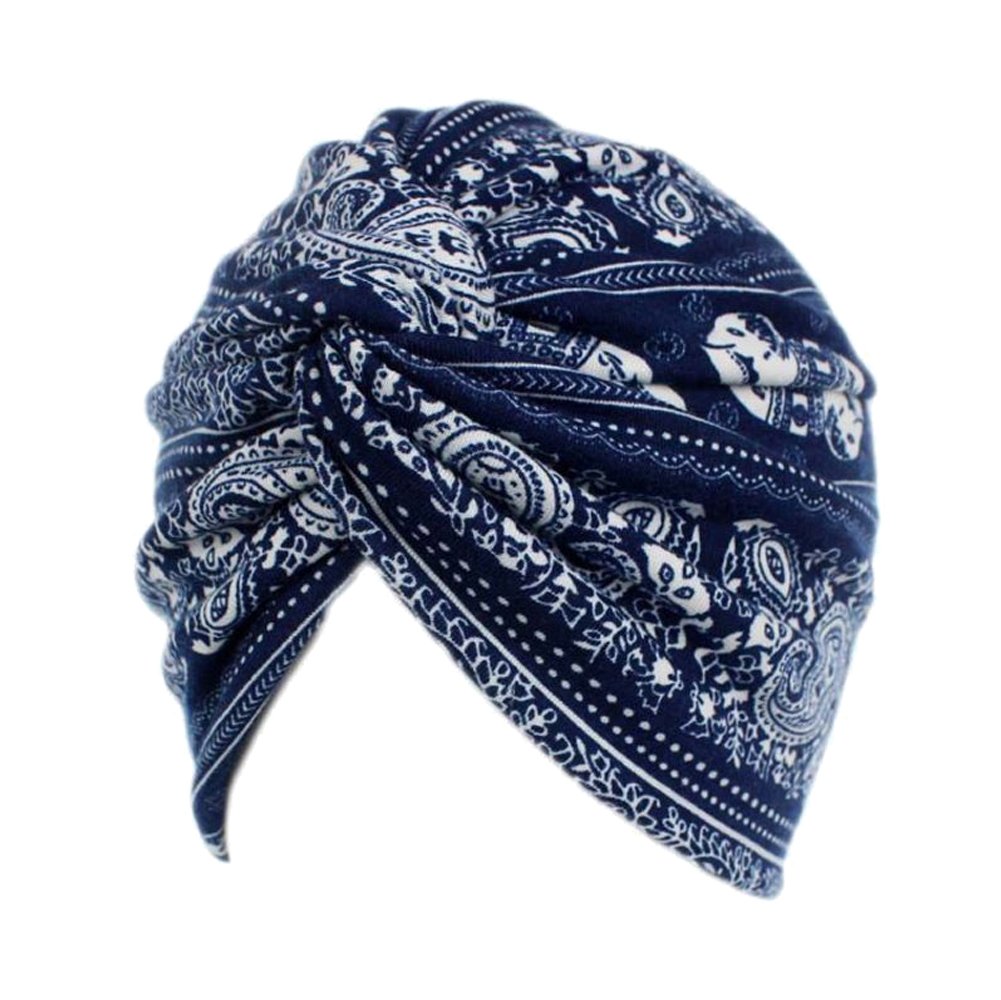DECOUElephant Printed Twist Pleated Hair Wrap Stretch Turban E234