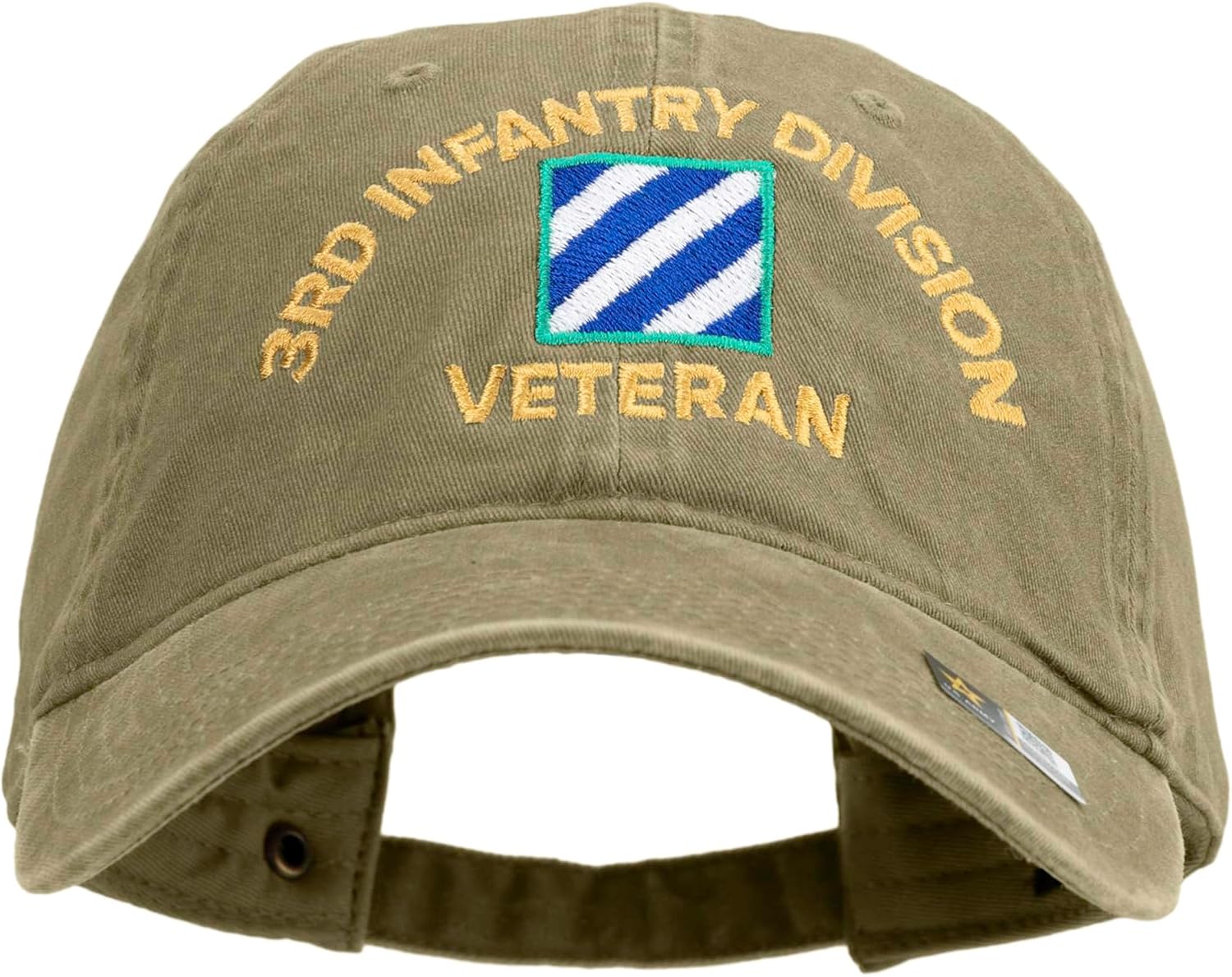 U.S. Army 3rd Infantry Division Embroidered Washed Solid Pigment Dyed Cotton Twill Brass Buckle Cap