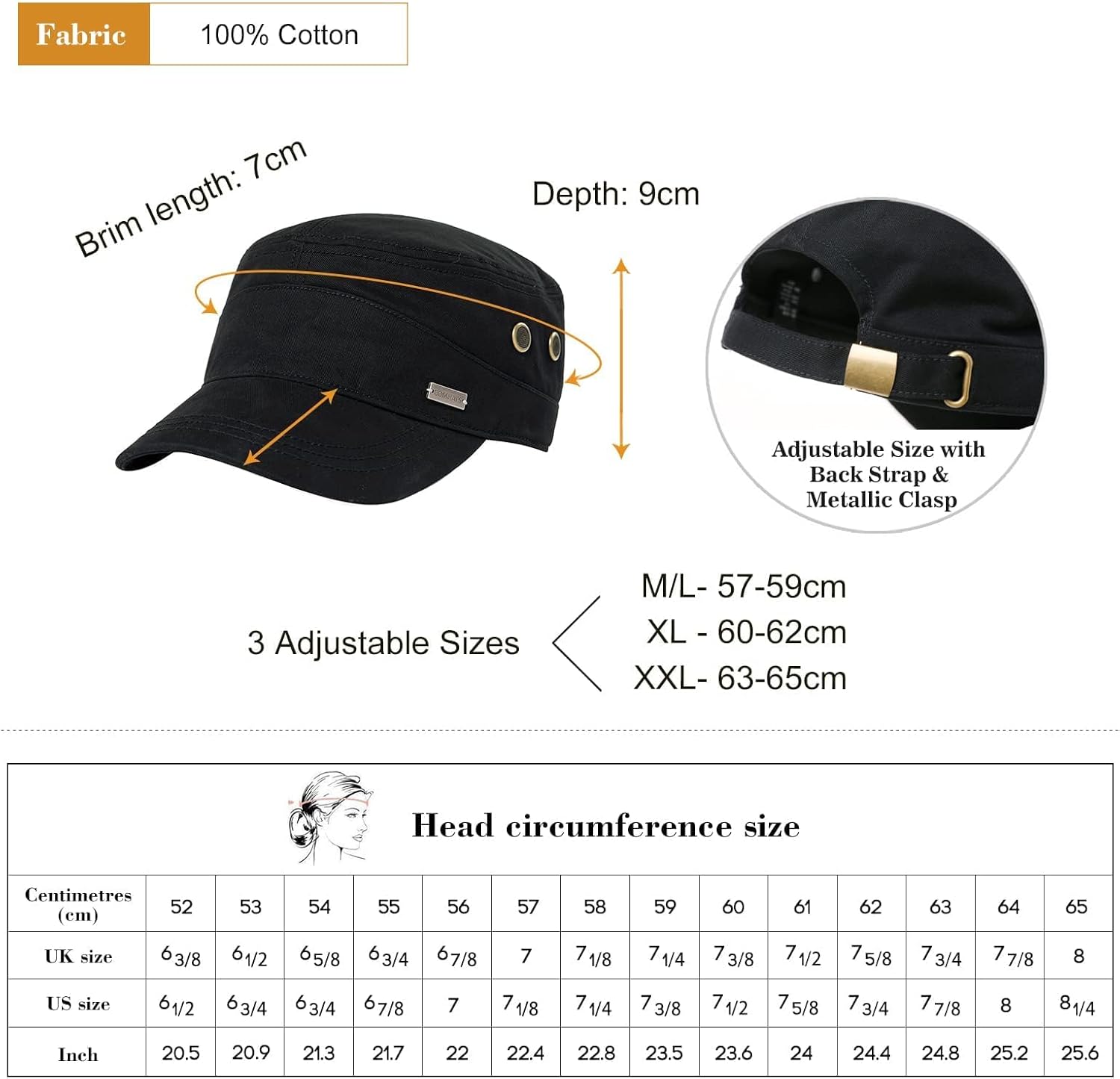 Leoodo Katoenen pet voor dames en heren, militaire leger stijl, verstelbare zonnepet voor wandelen en sport, Donkerblauw, Eén Maat