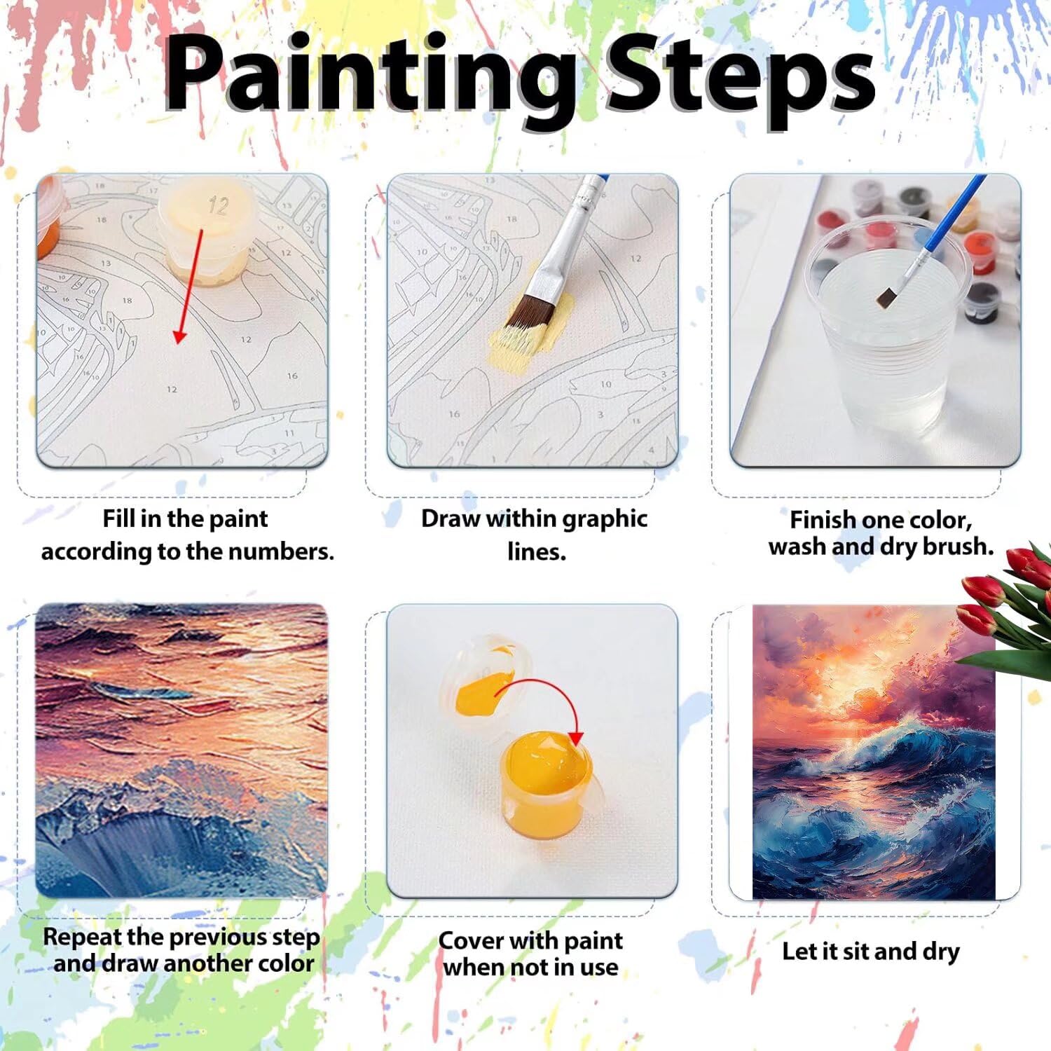 Pintar por Numeros Adultos pintar por numeros niños manualidades niños 10 años, DIY Pintar por Números de Pincel y Pintura acrílica Decoraciones para el Hogar Manualidades, sin Marco 60x80cm C-184