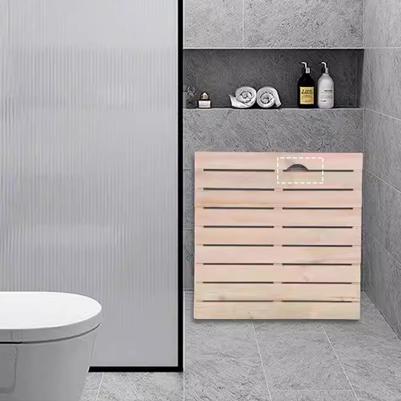 Pedana Doccia in bambù, Pedana Doccia Legno，Tappetino Antiscivolo per la Vasca e la Sauna, Interno e Esterno, Naturale， Tappetini da Doccia，Personalizzabile(W85xL95cm/W33xL37in)