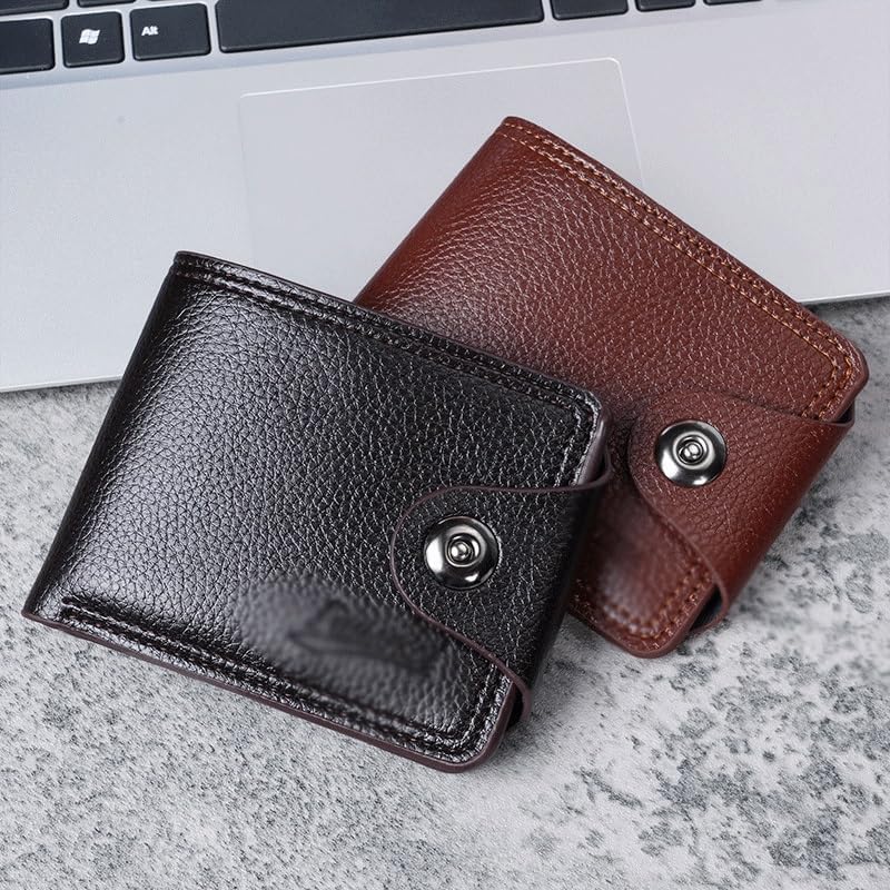 VIDI Men's Large Capacity Short Wallet PU Leather Multi Slot