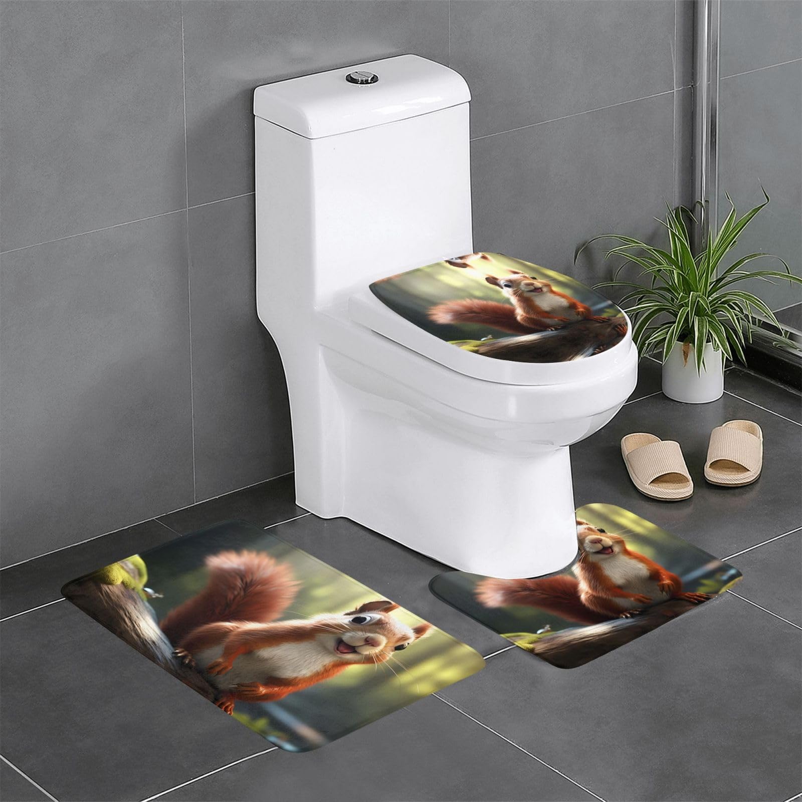 Tapis de salle de bain antidérapants écureuil pour le confort de vos WC