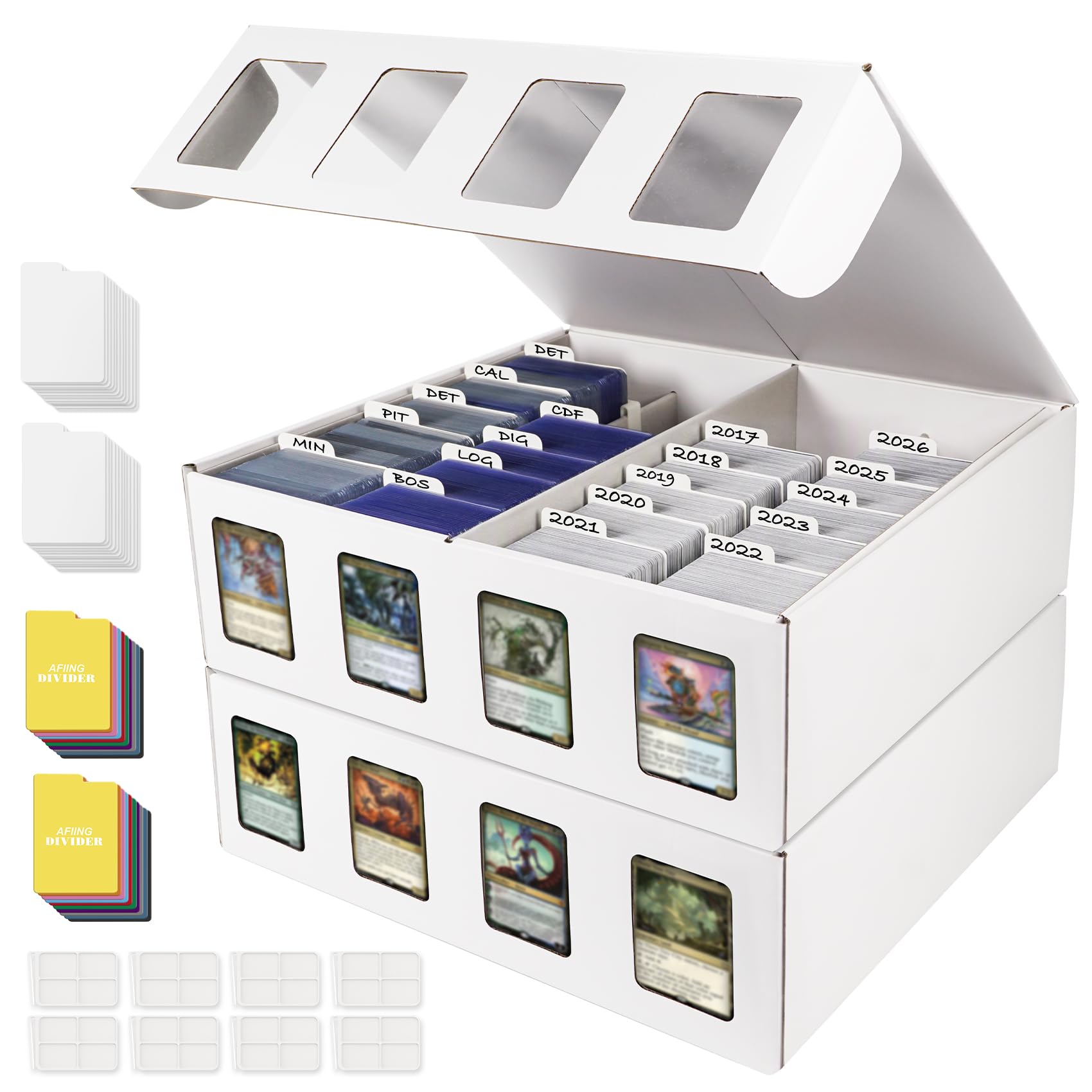 AFIING Trading Card Storage Box, 2PK
