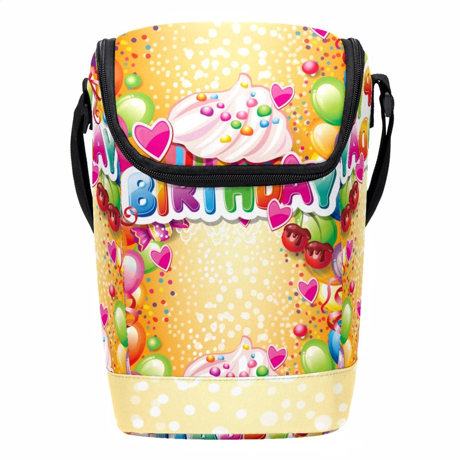 Bolsa de almuerzo antiderrames con globos de cumpleanos bolsa termica con cremallera