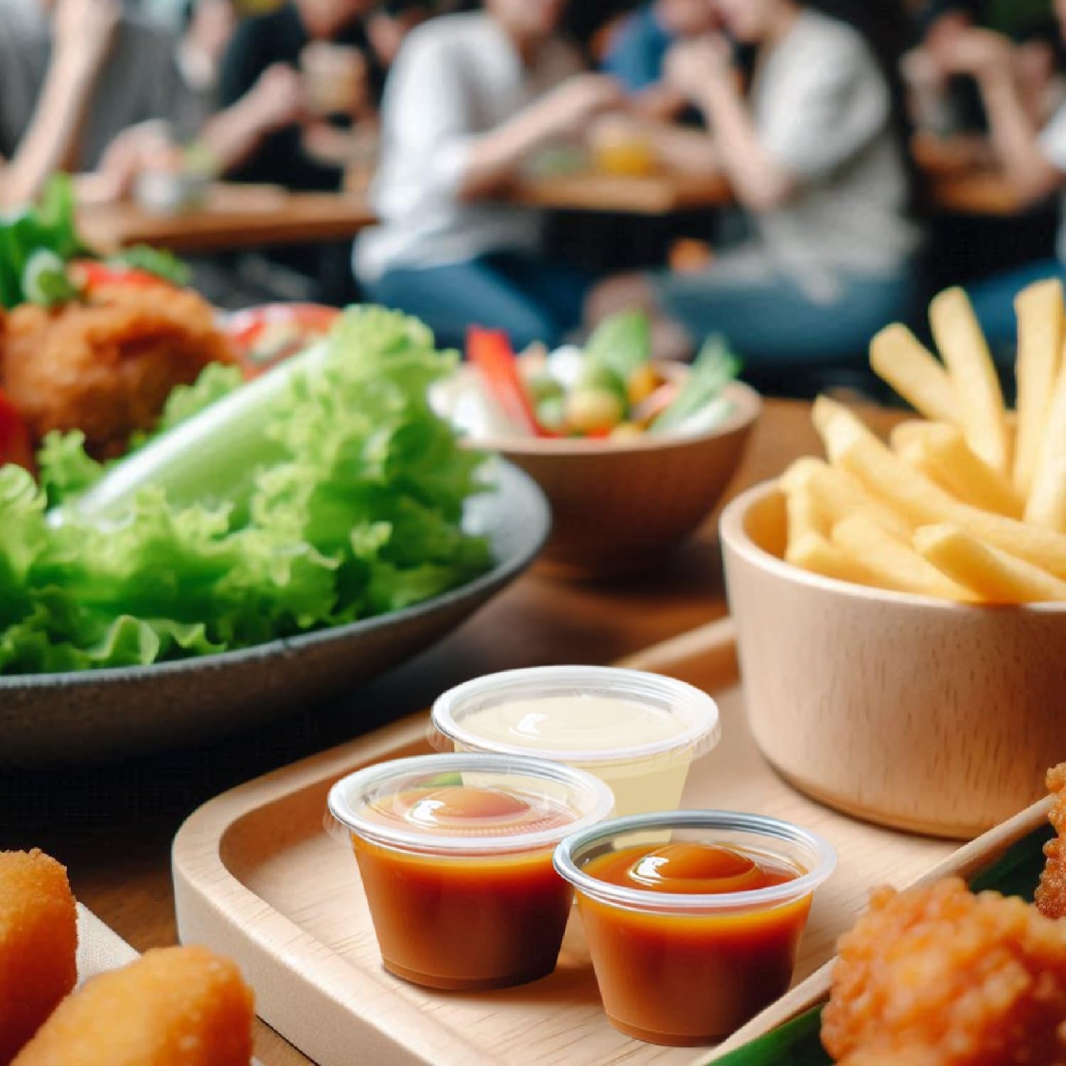 Party Essentials 2.5 oz. Squeezable Plastic Portion Cups with Lids, for Soufflé, Condiments, Sauces, Gelatin, Jello, 50 Sets, Clear 50 Count (Pack of 1) image 3 of 8 B002XSST64