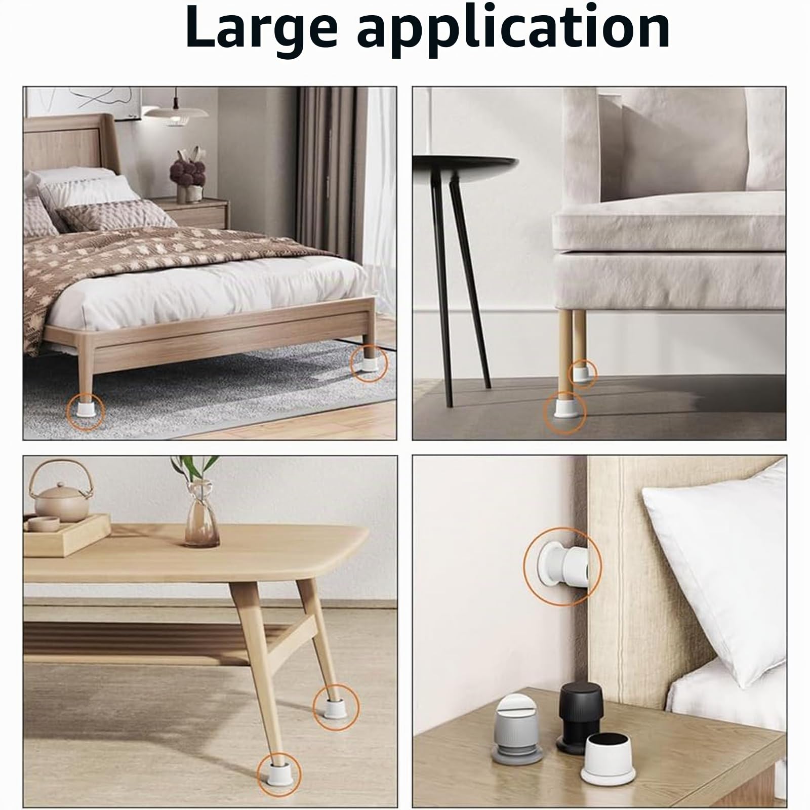 SagaSave Lot de 4 Rehausseurs Réglables Antidérapants pour Meubles, Lits, Canapés, Tables et Chaises, Pieds de Meubles Réglables De 4,1 à 6,3 cm, Blanc