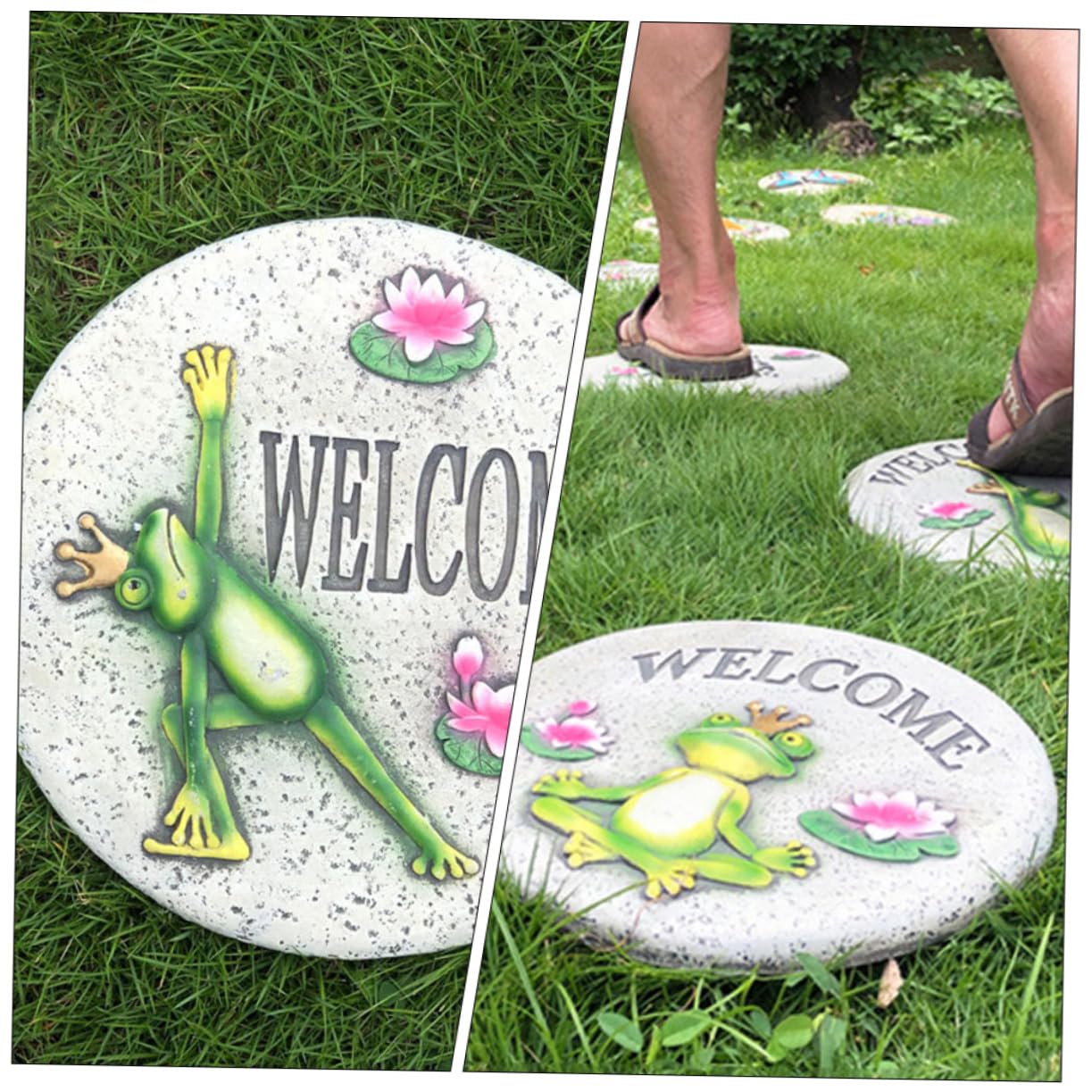 Kisangel Pietre da Giardino in Cemento Verde per Percorso Decorativo Funzione Camminamento, Lastricato Esterno per Paesaggio e Cortile